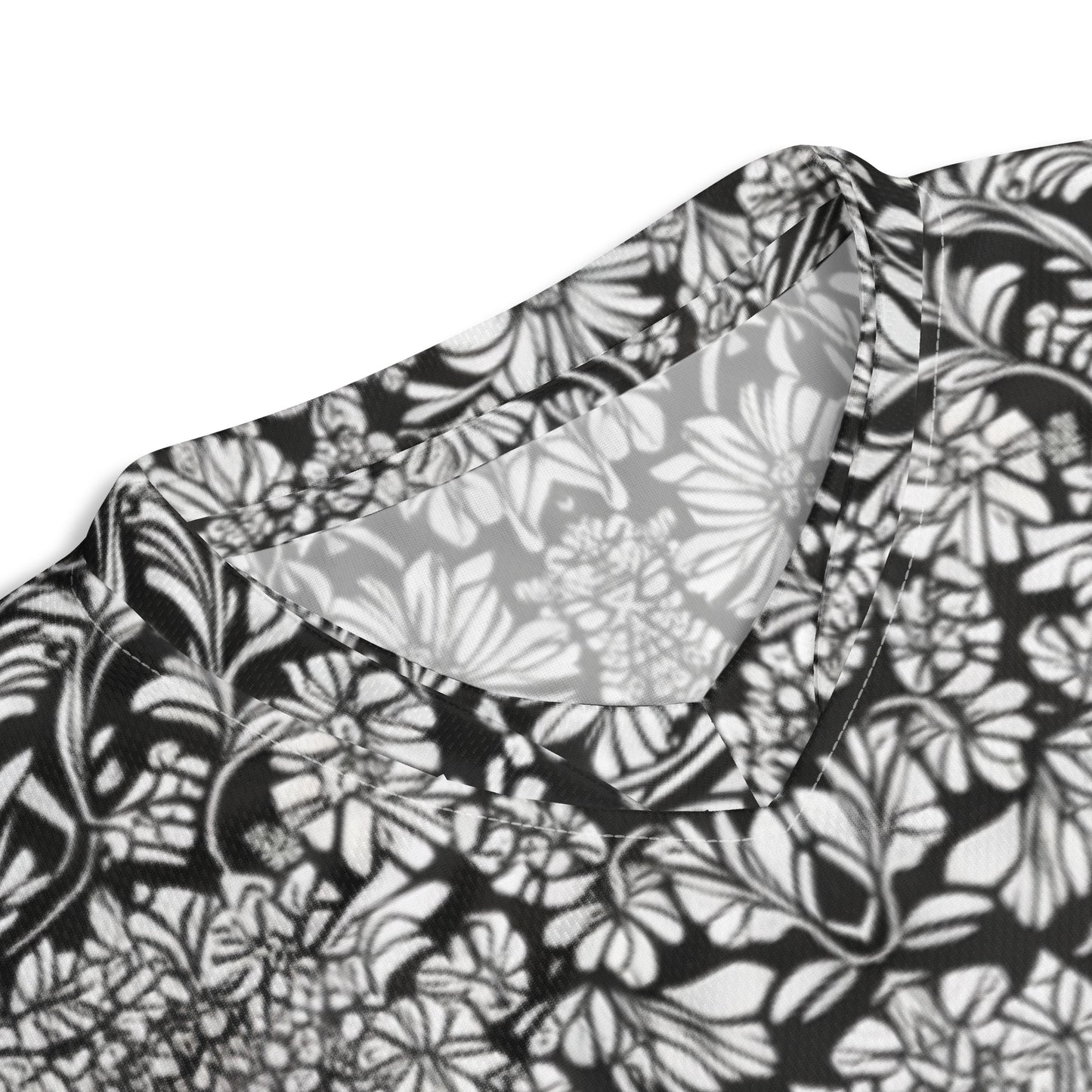 Monochrome Floral Recycled unisex sports jersey