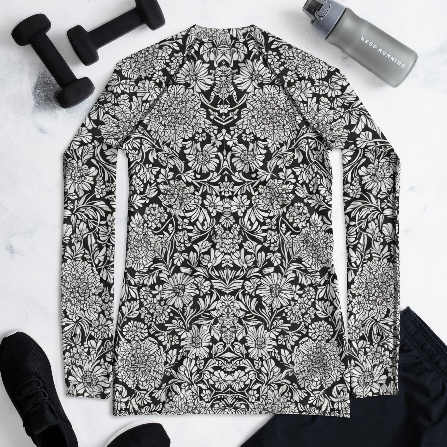 Monochrome Floral : Women's Rash Guard
