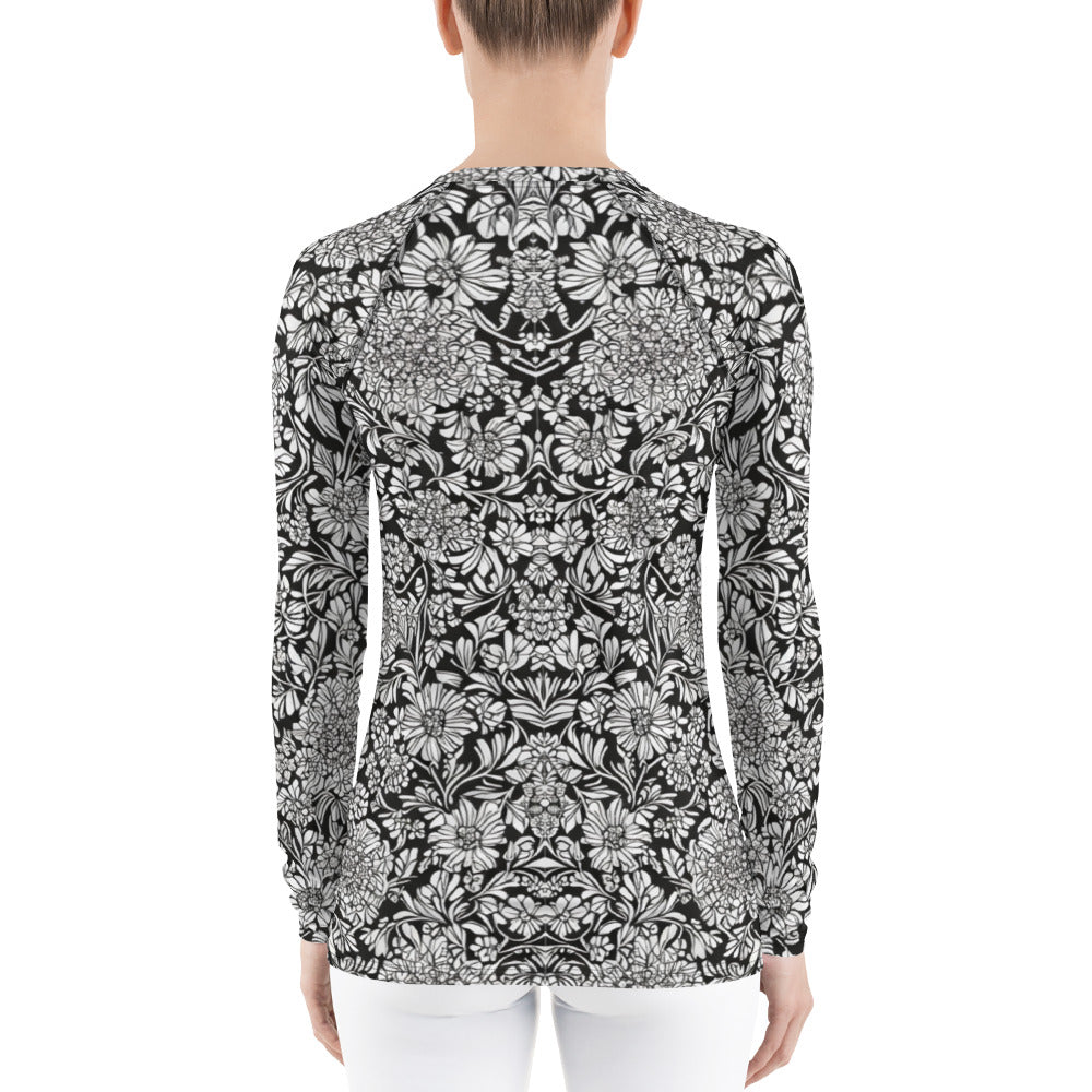 Monochrome Floral : Women's Rash Guard