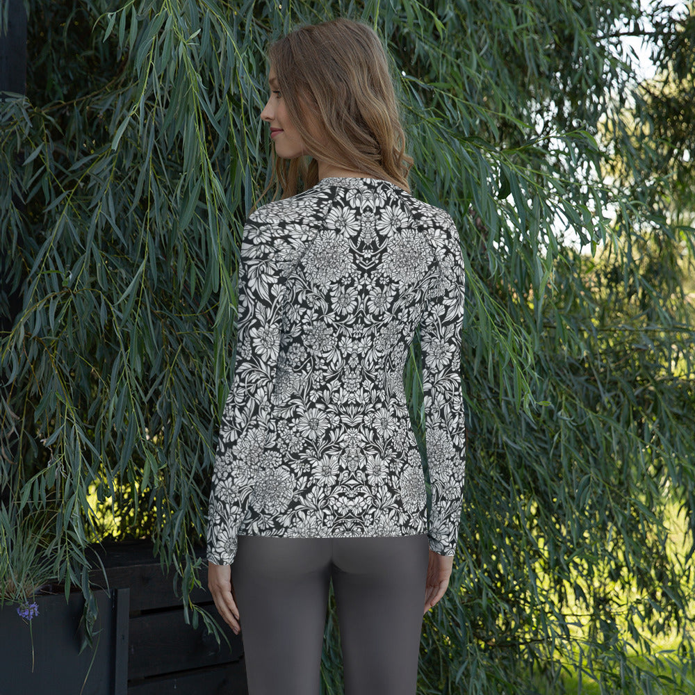 Monochrome Floral : Women's Rash Guard