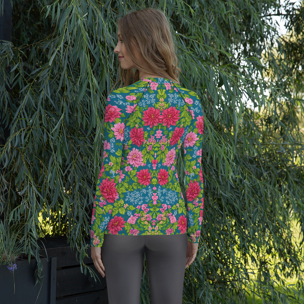 Red Floral Women's : Rash Guard