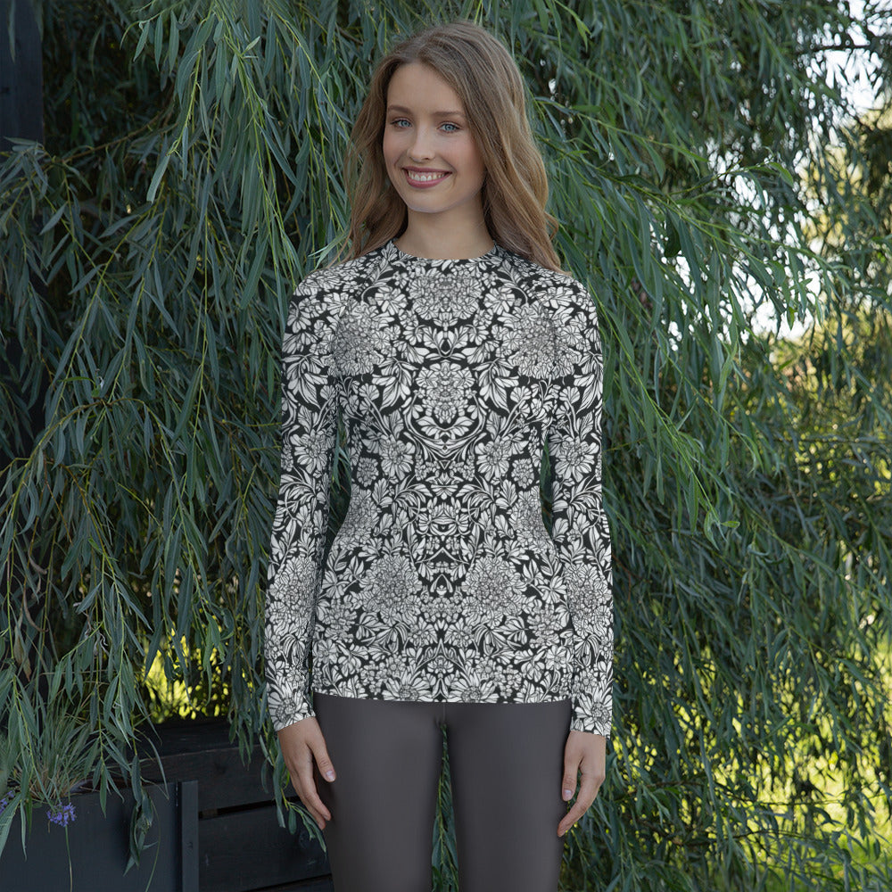 Monochrome Floral : Women's Rash Guard