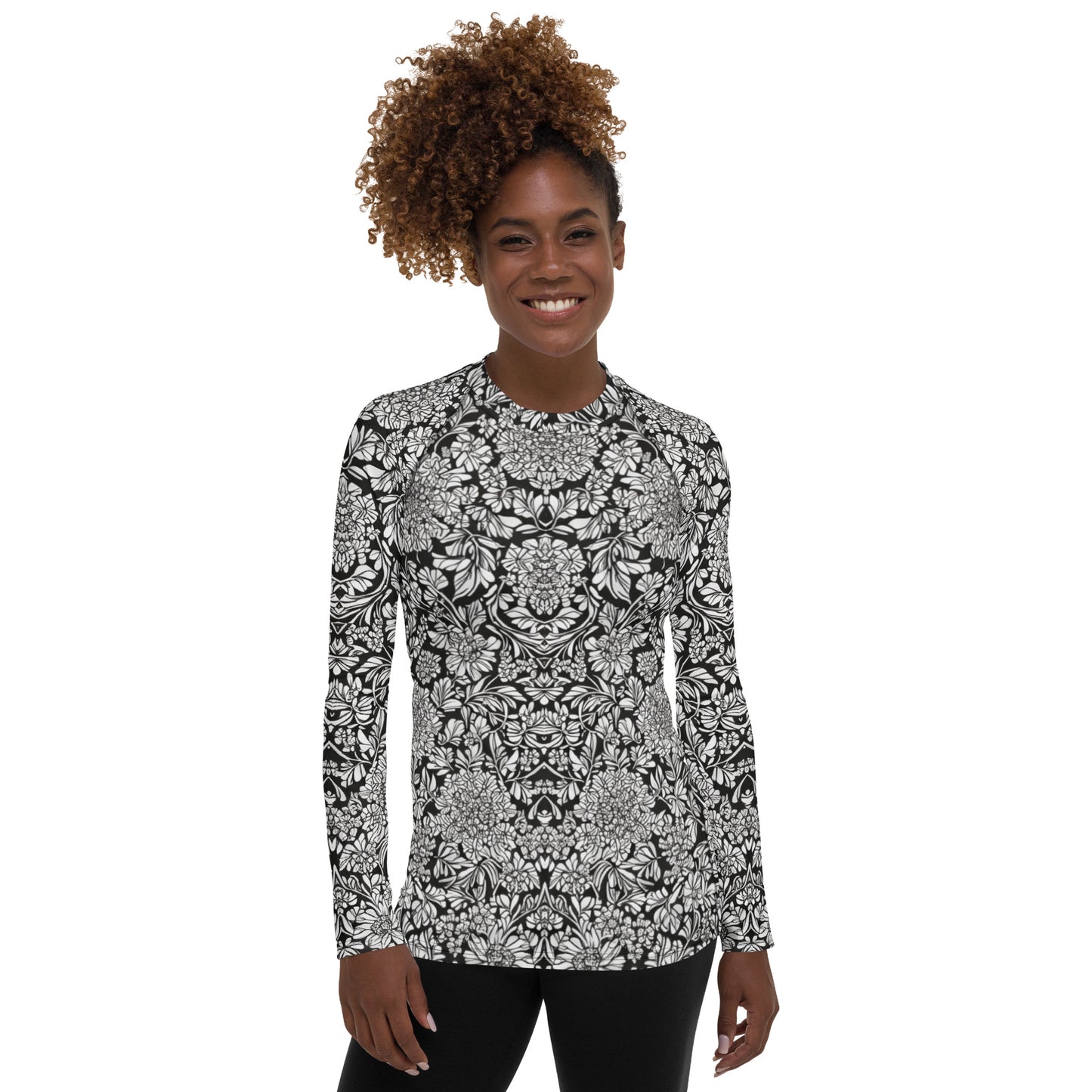 Monochrome Floral : Women's Rash Guard