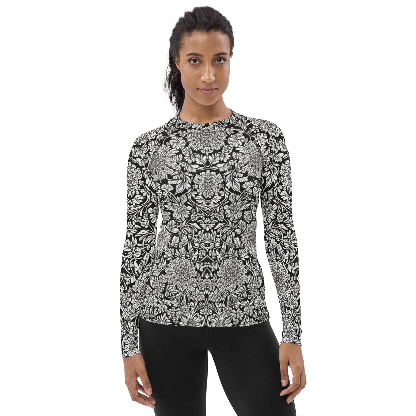 Monochrome Floral : Women's Rash Guard