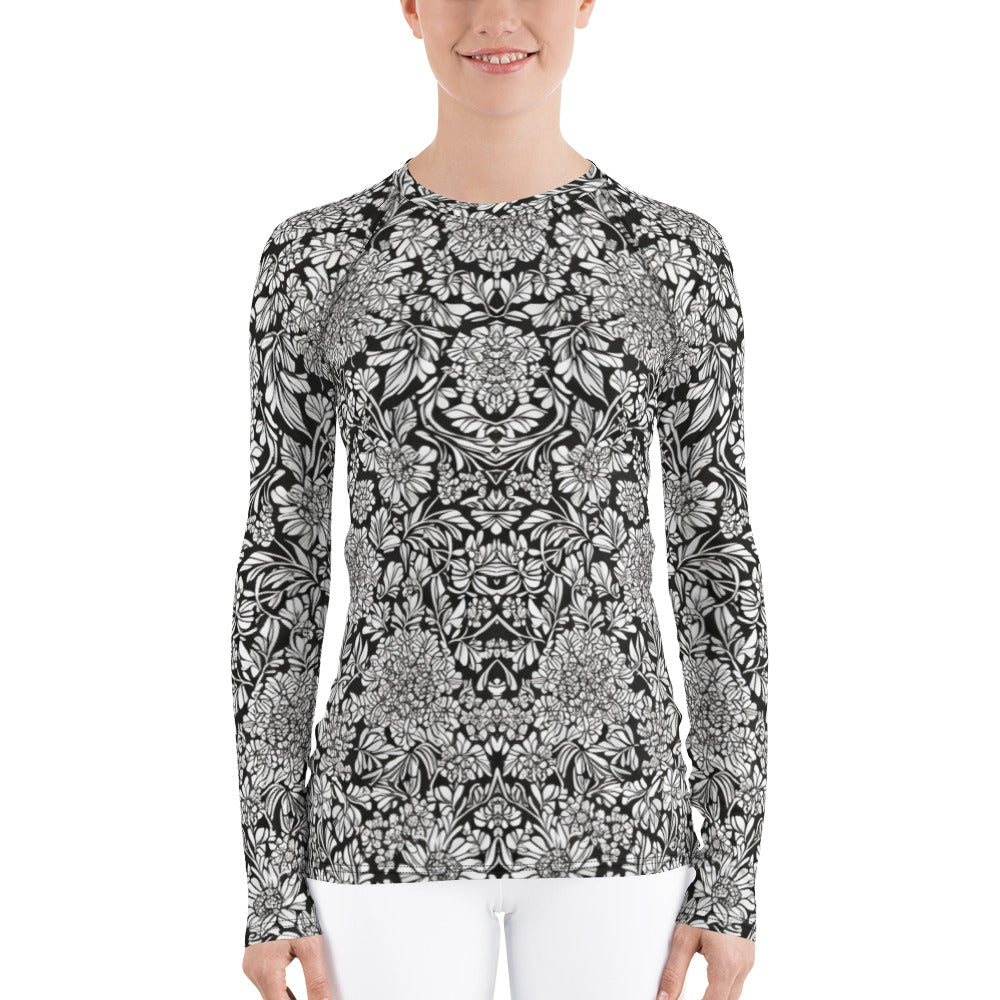 Monochrome Floral : Women's Rash Guard