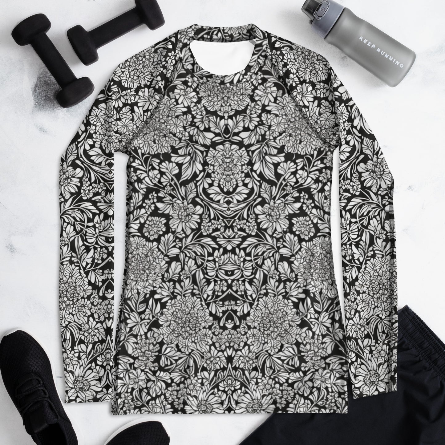 Monochrome Floral : Women's Rash Guard