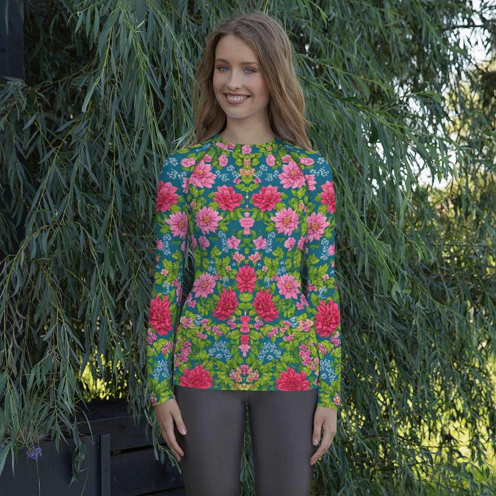 Red Floral Women's : Rash Guard