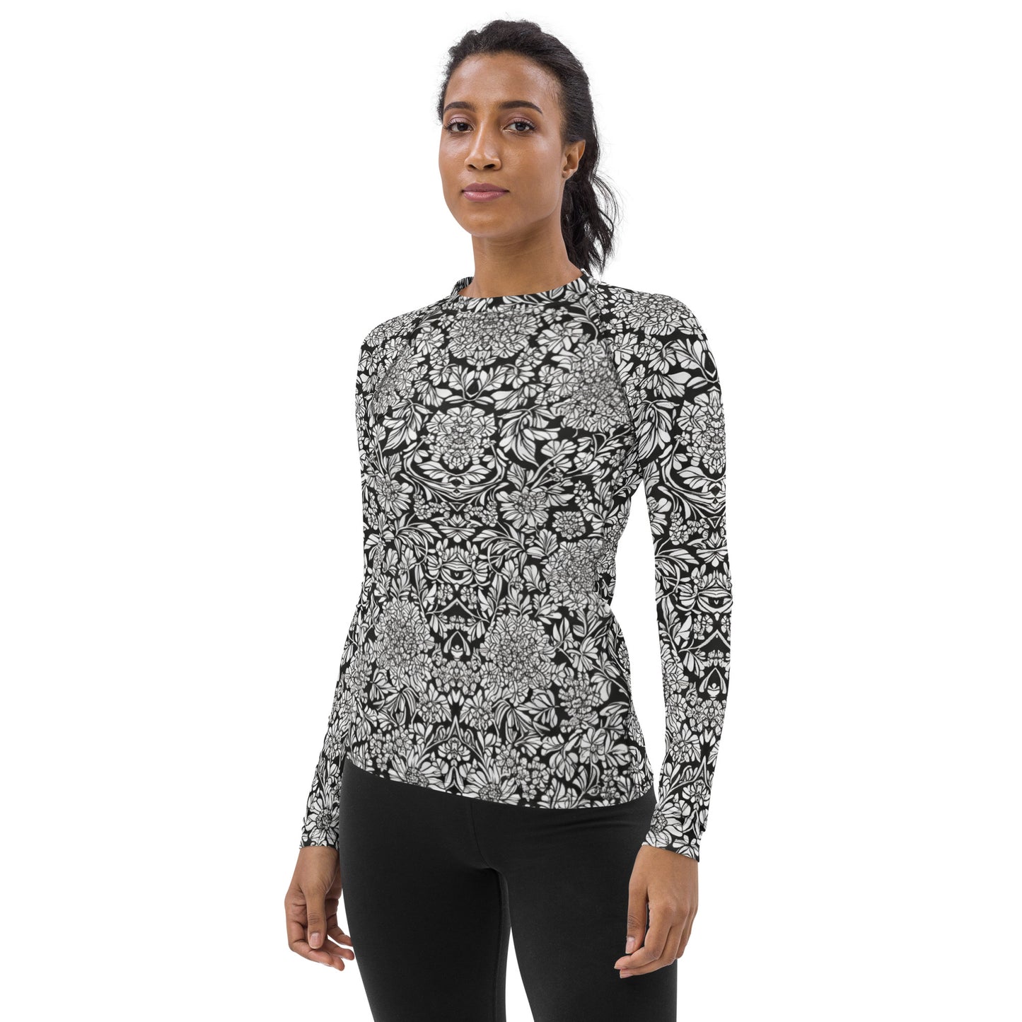 Monochrome Floral : Women's Rash Guard