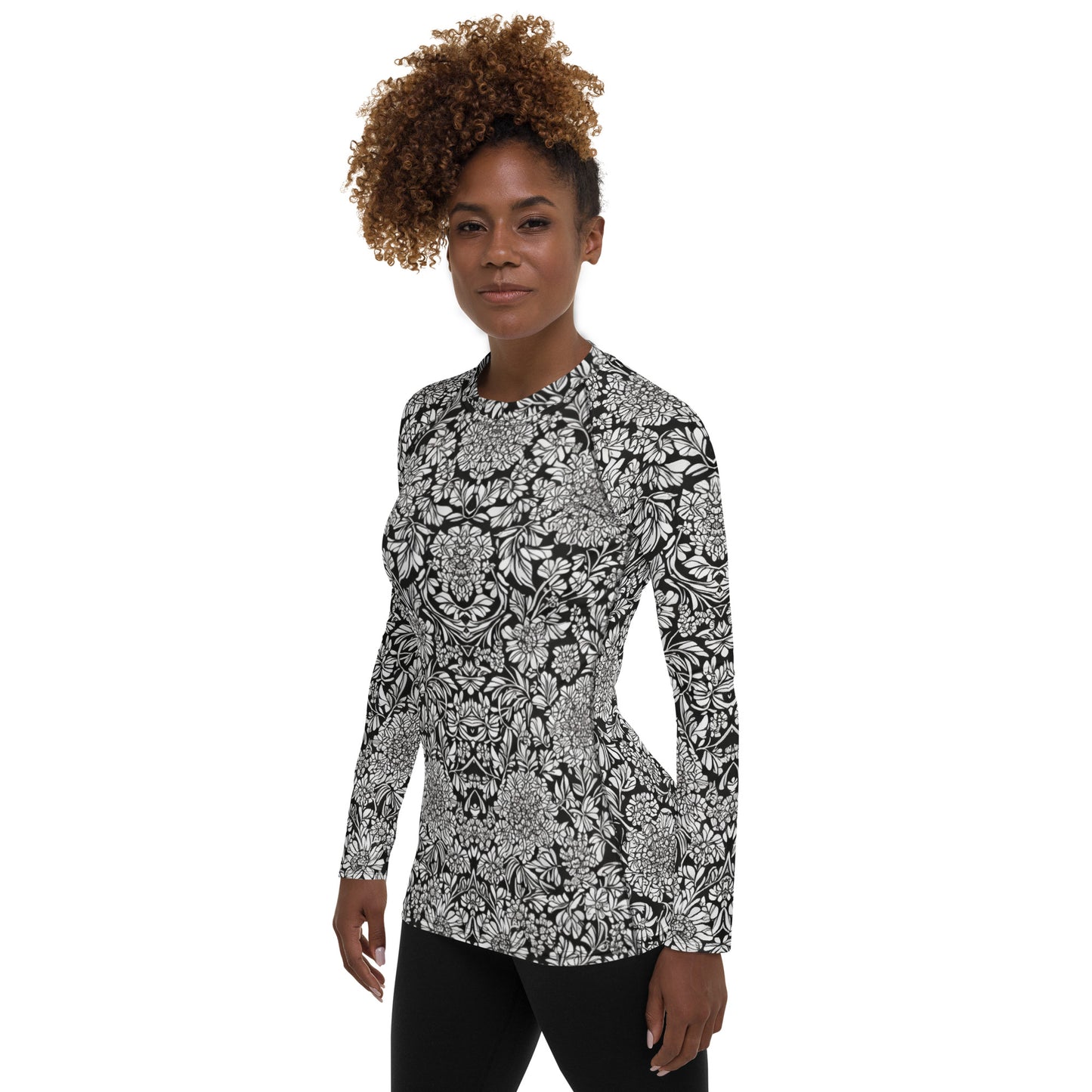 Monochrome Floral : Women's Rash Guard