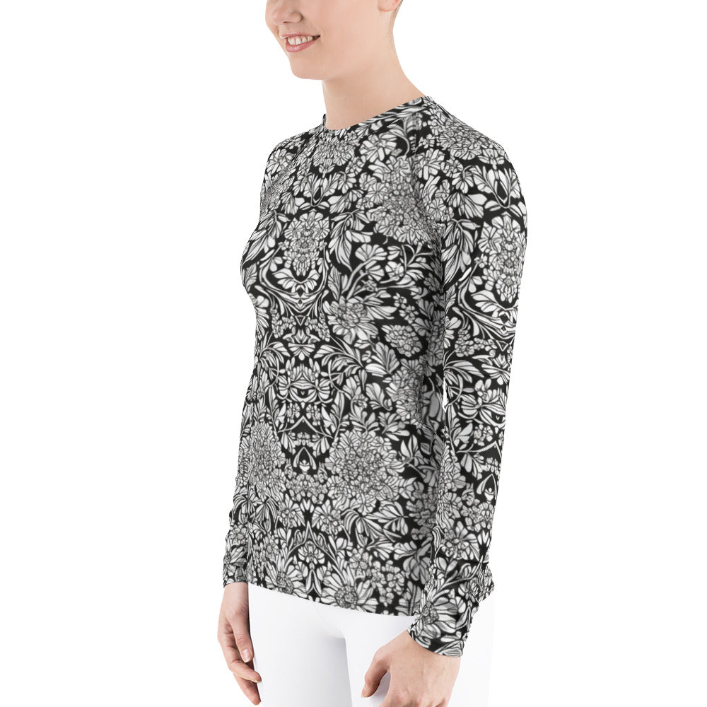 Monochrome Floral : Women's Rash Guard
