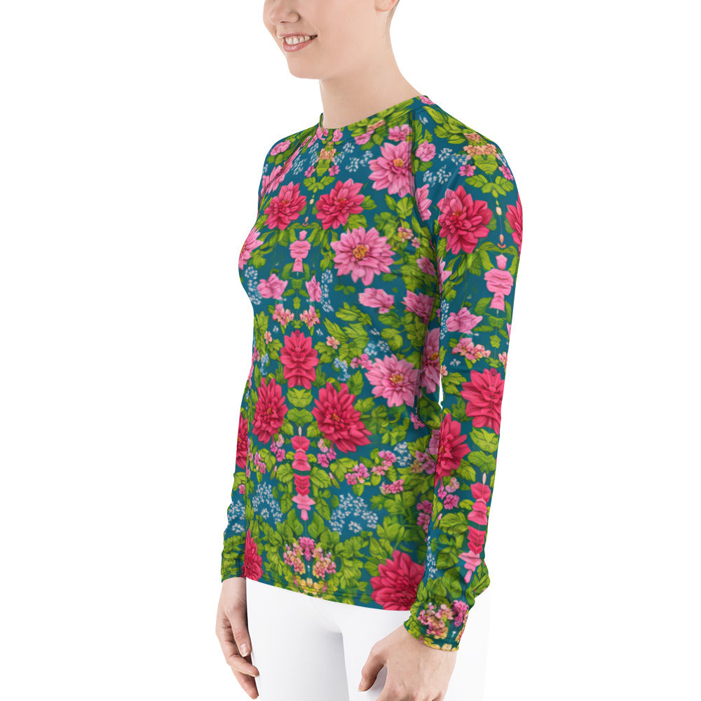 Red Floral Women's : Rash Guard