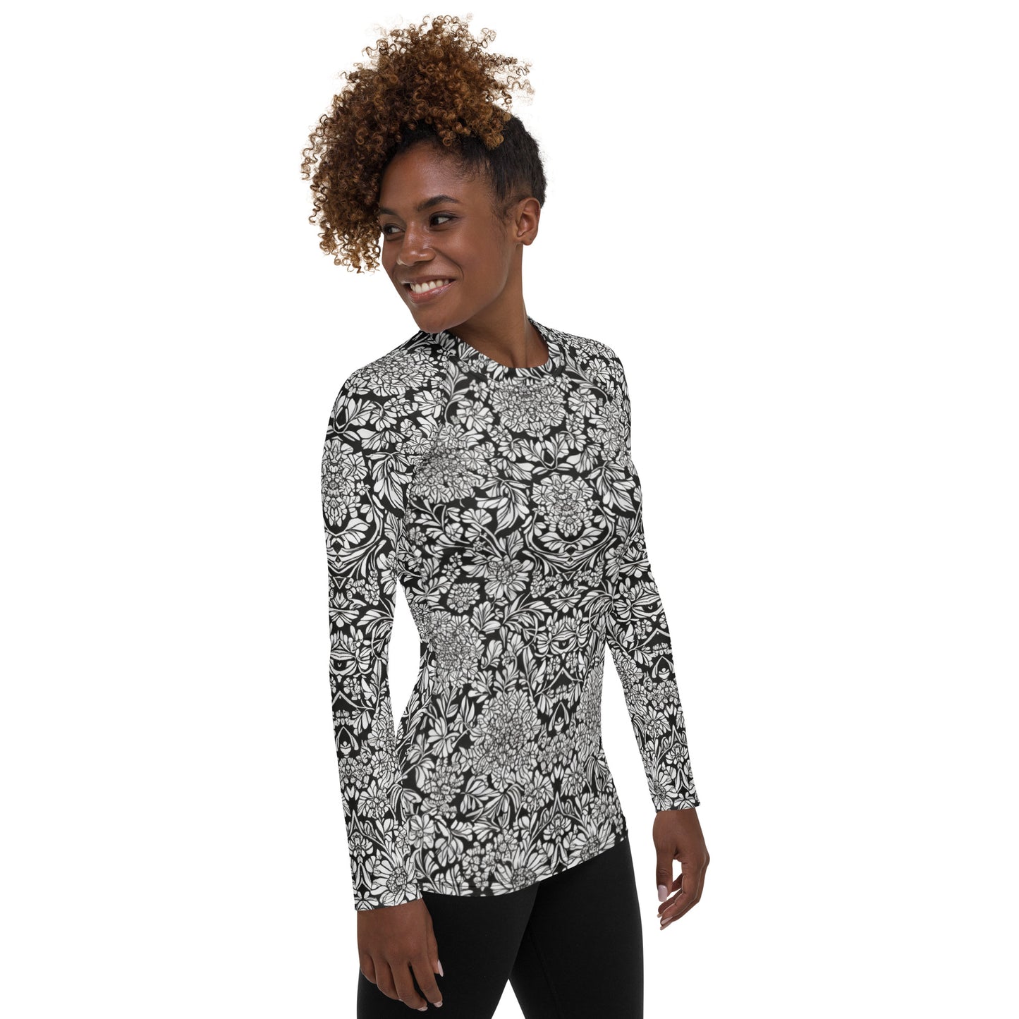 Monochrome Floral : Women's Rash Guard