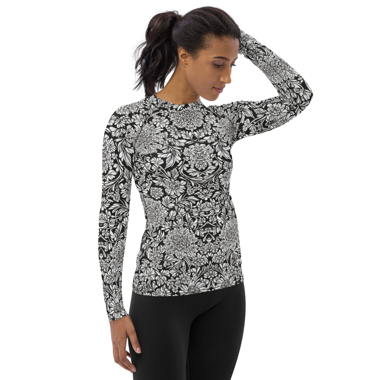 Monochrome Floral : Women's Rash Guard