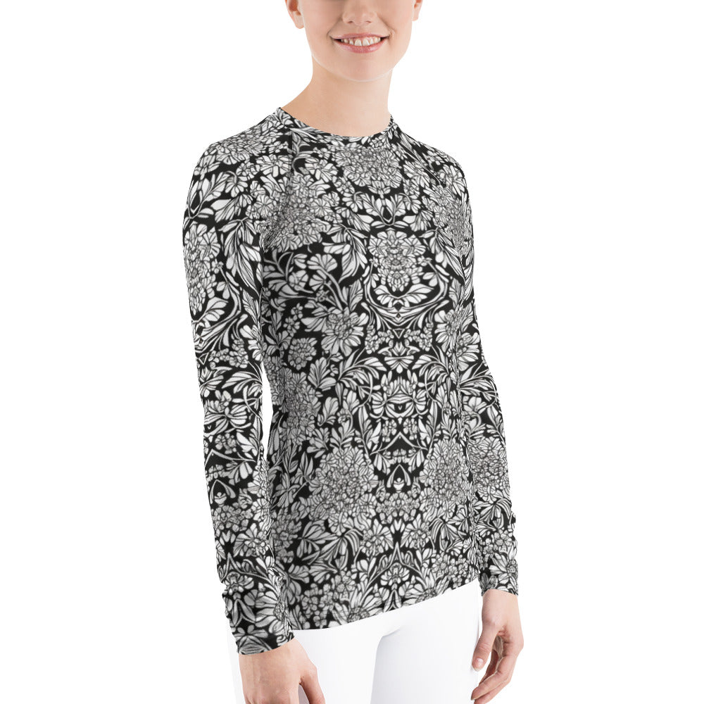 Monochrome Floral : Women's Rash Guard