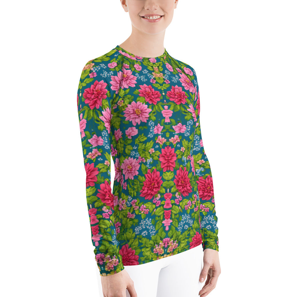 Red Floral Women's : Rash Guard
