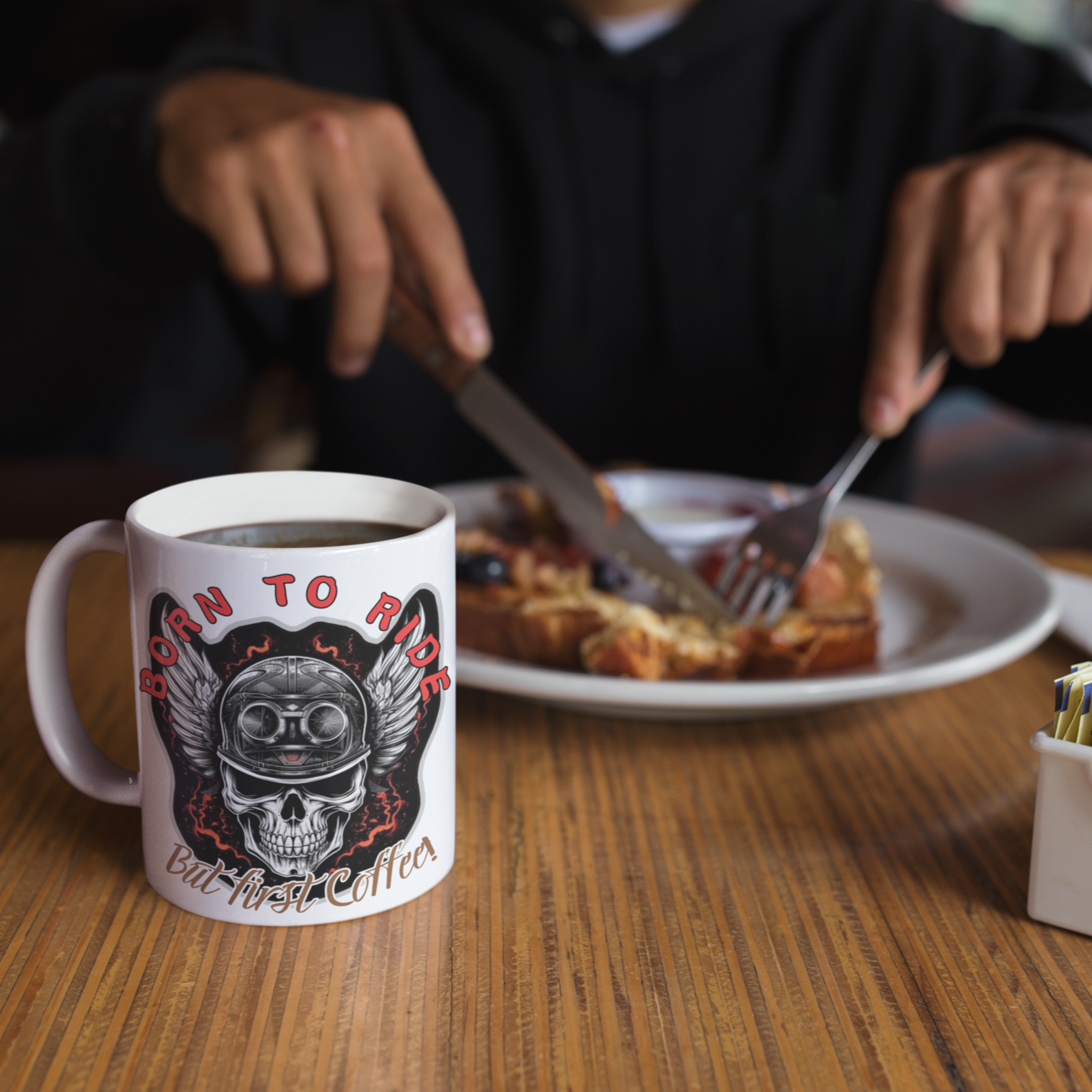 Born To Ride! But First, Coffee! White 11oz Ceramic Mug