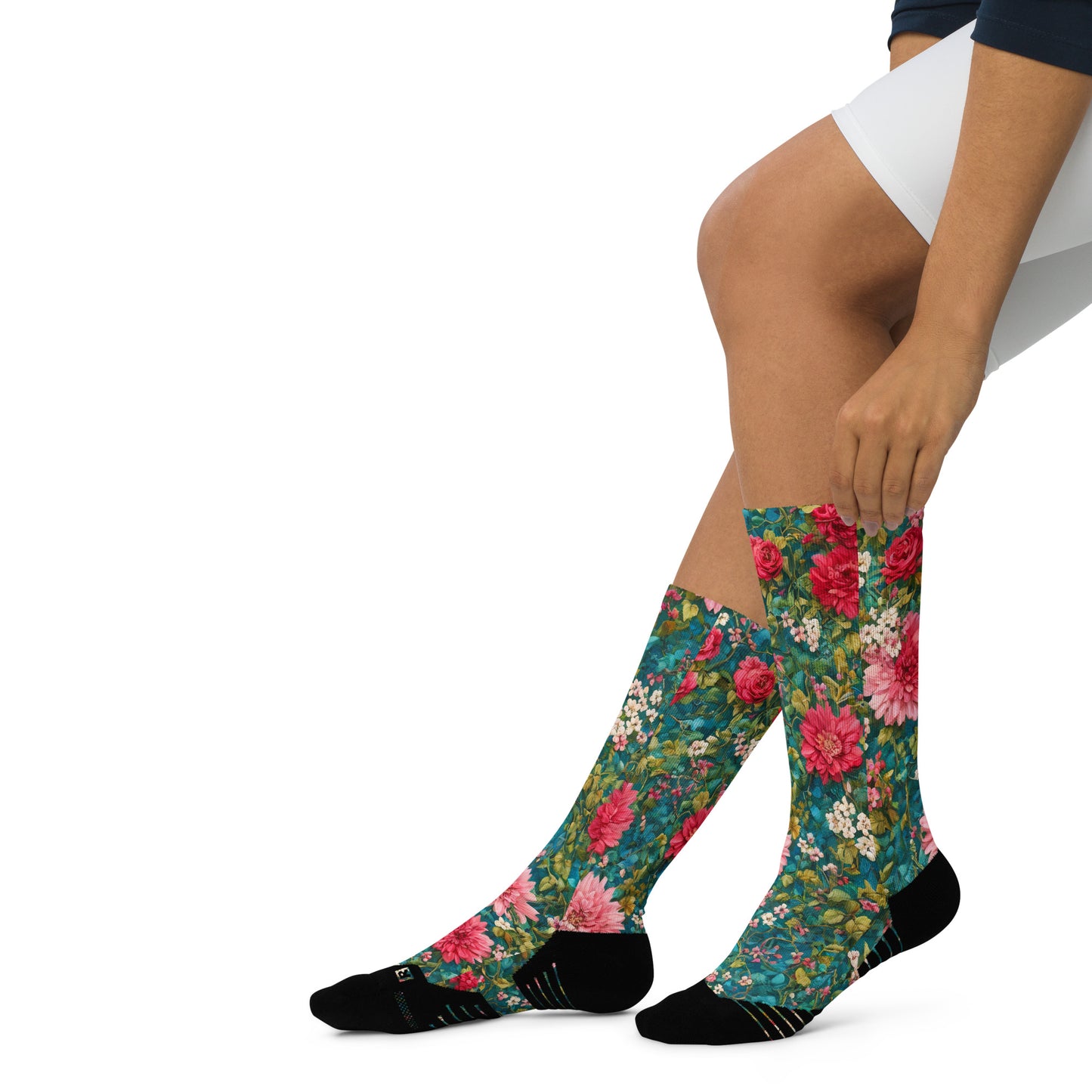Vintage Flowers Basketball socks