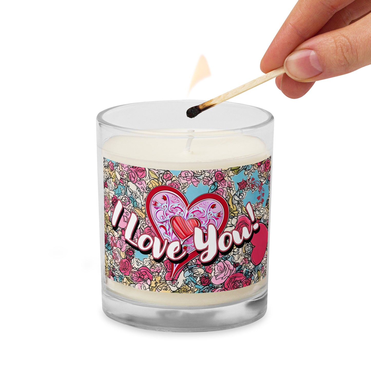 I Love You : Glass jar soy wax candle