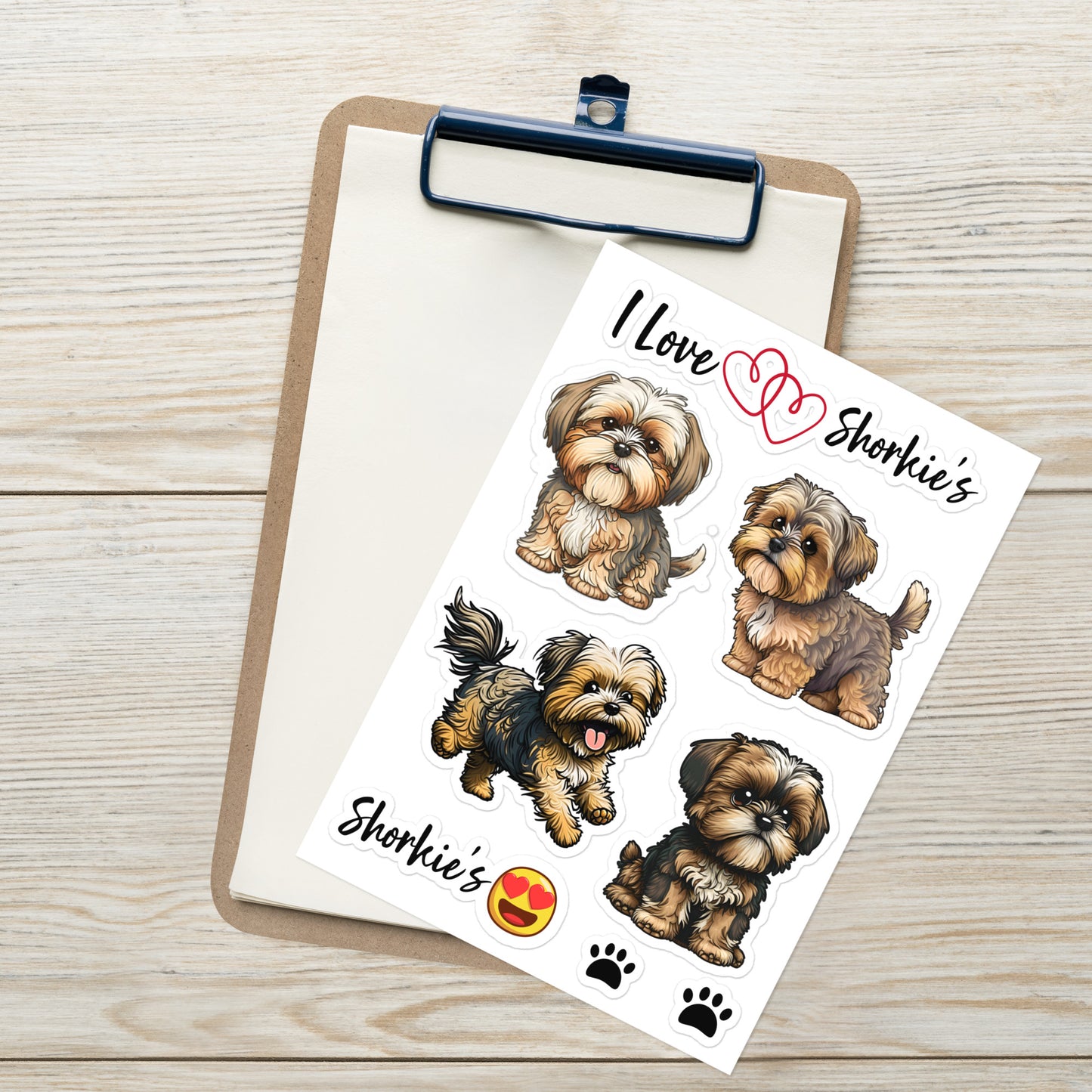 I Love Shorkie's Sticker sheet