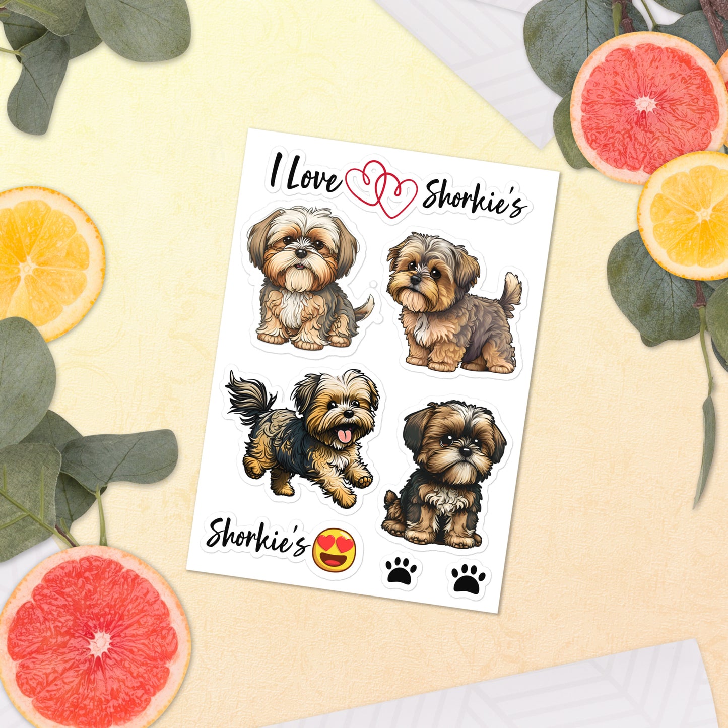 I Love Shorkie's Sticker sheet