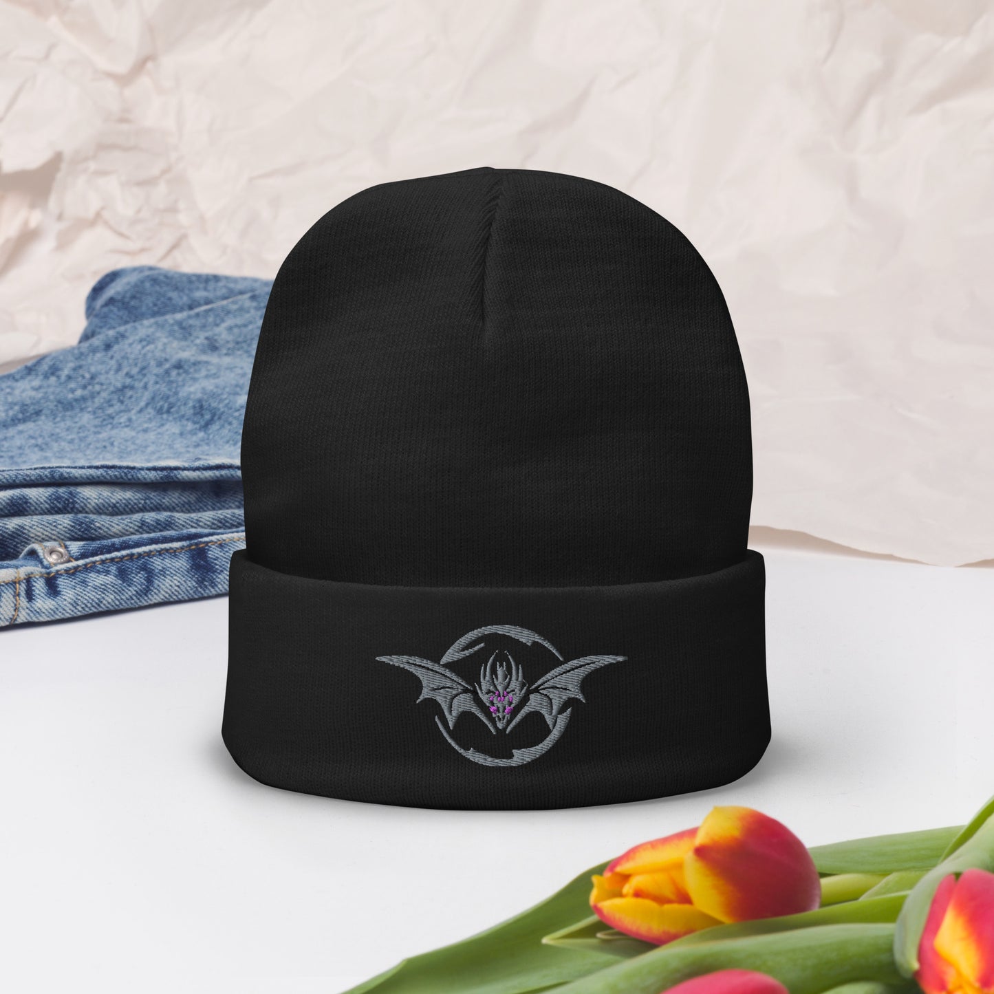 Here Live Dragons Embroidered Beanie