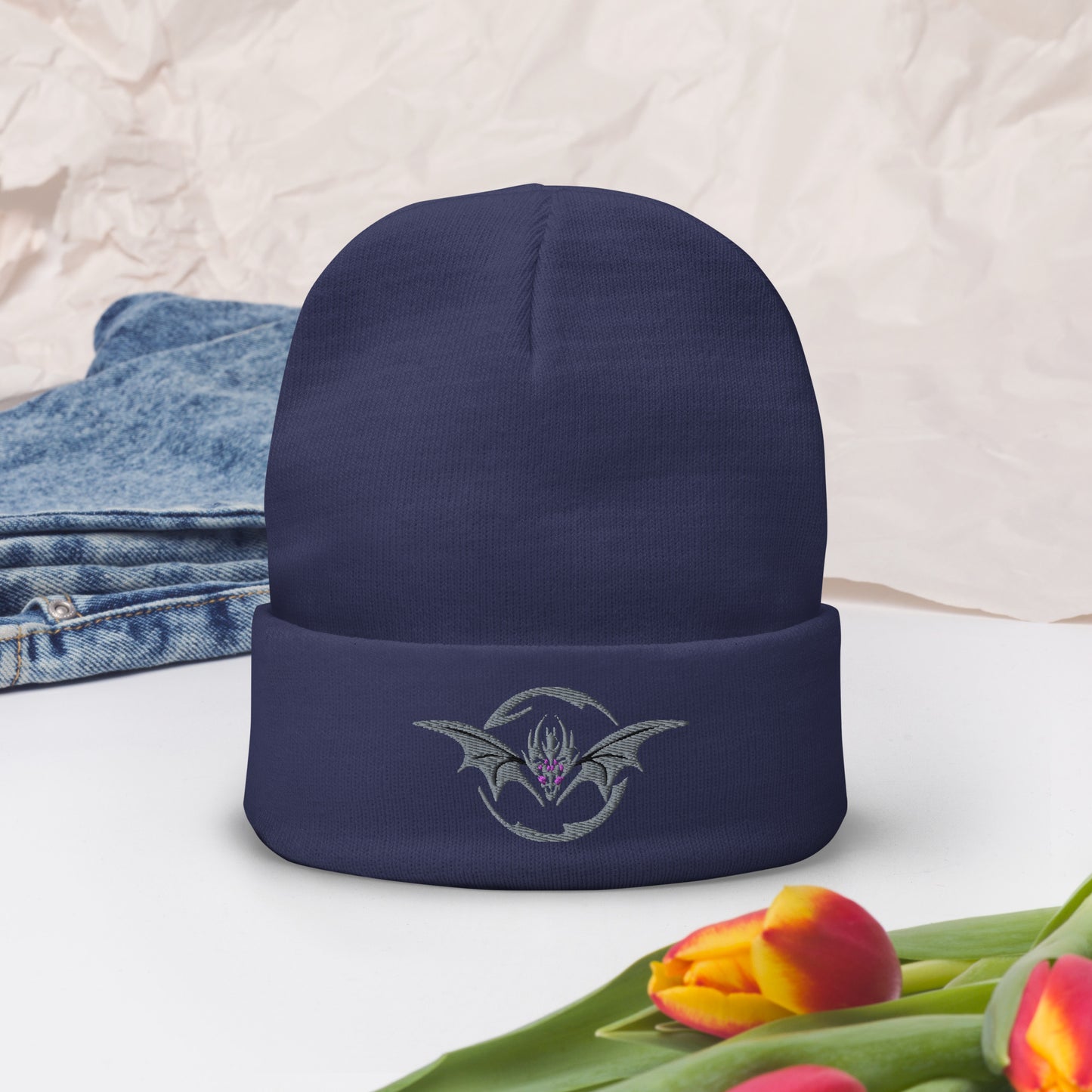 Here Live Dragons Embroidered Beanie
