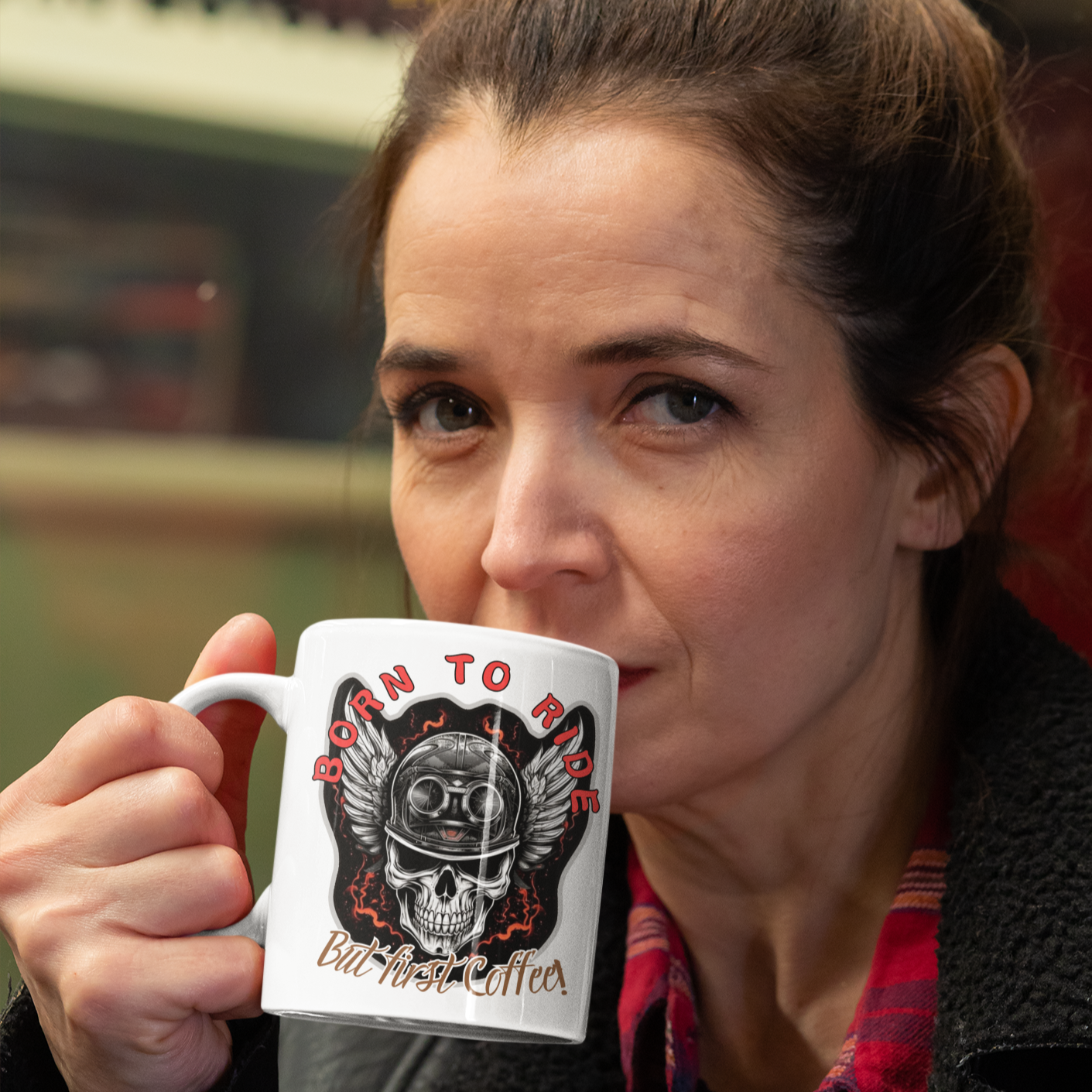 Born To Ride! But First, Coffee! White 11oz Ceramic Mug