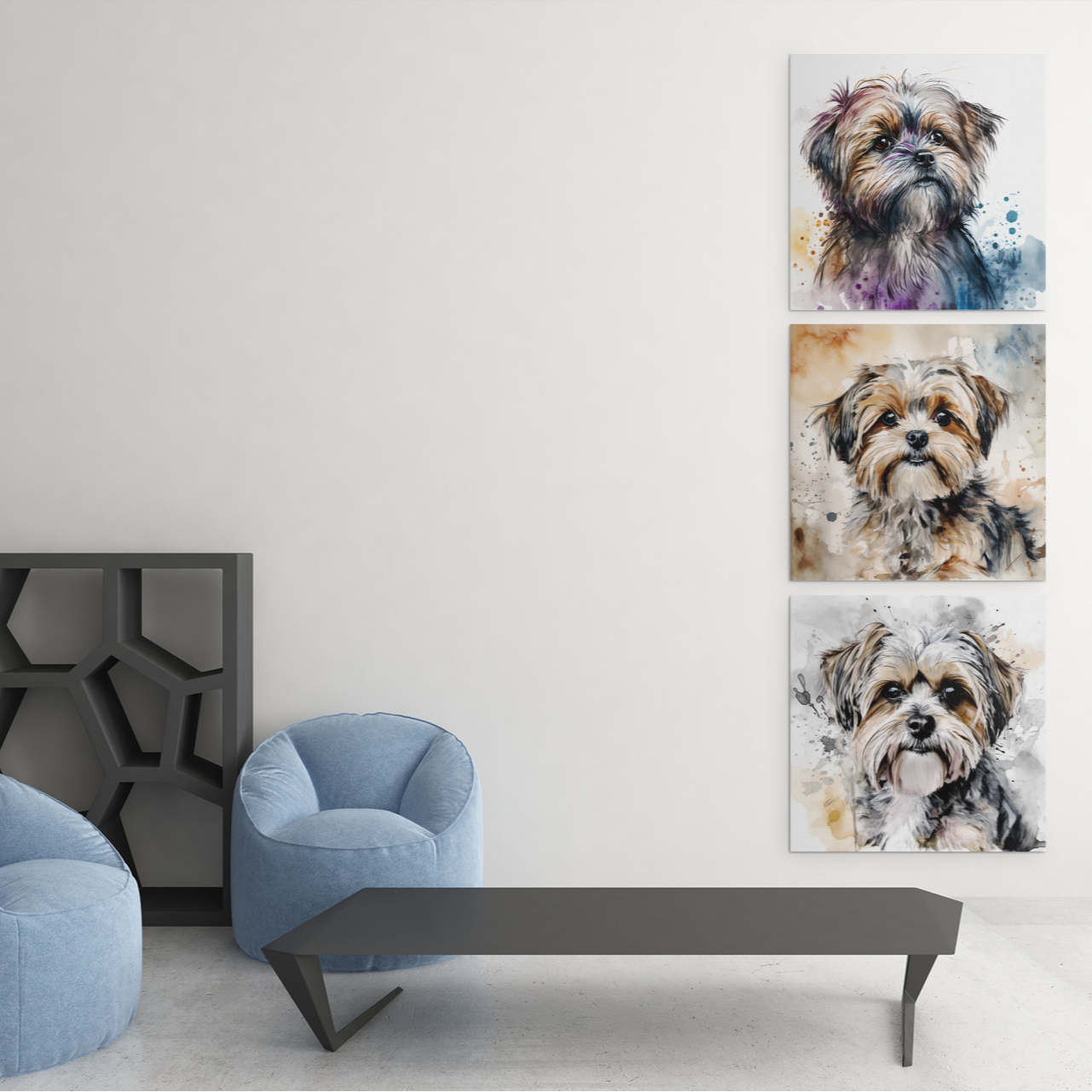 Shorkie Dog (d) Watercolor Wood Prints