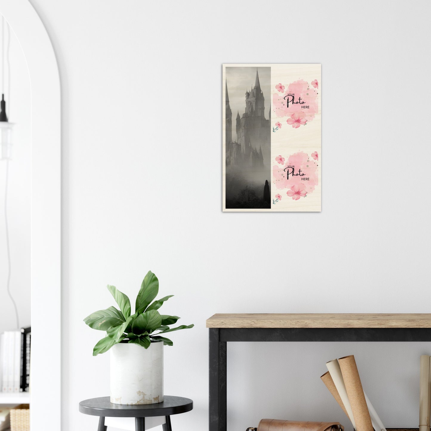 Wood Prints : Twin Photo Display (Personalised Mothers Day) Castle Mist.