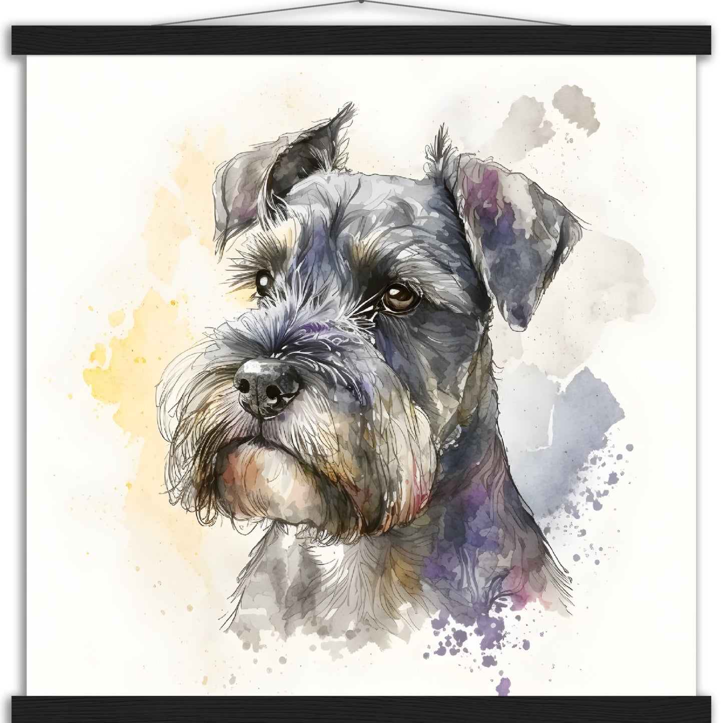 Miniature Schnauzer Dog Watercolor Premium Matte Paper Poster with Hanger