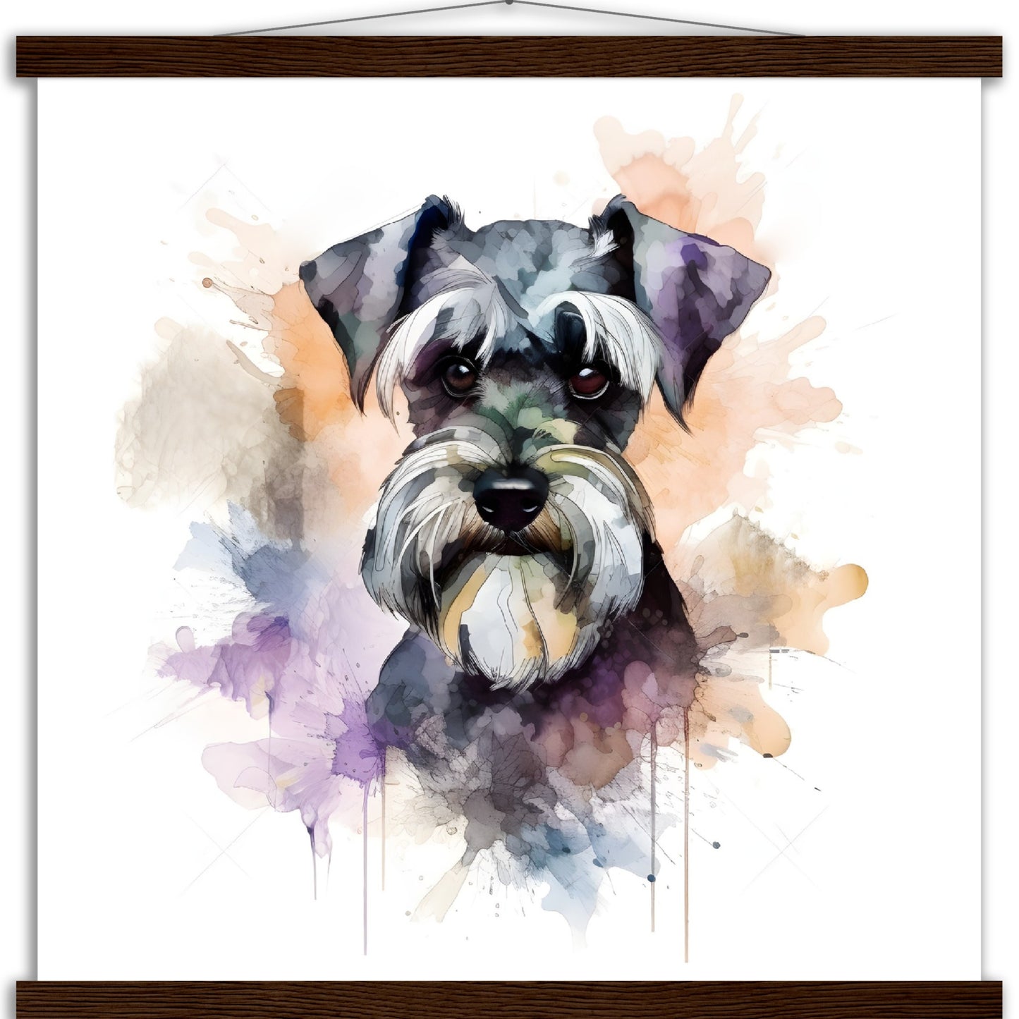 Miniature Schnauzer Dog Watercolor Premium Matte Paper Poster with Hanger