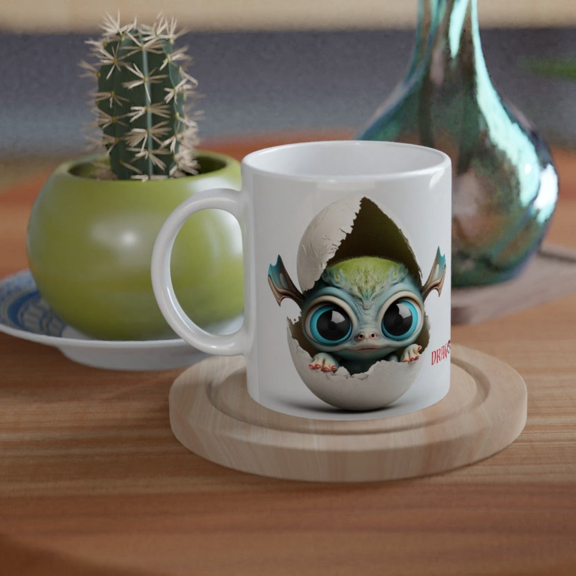 Baby Dragon Green - Dragon Tooth : White 11oz Ceramic Mug