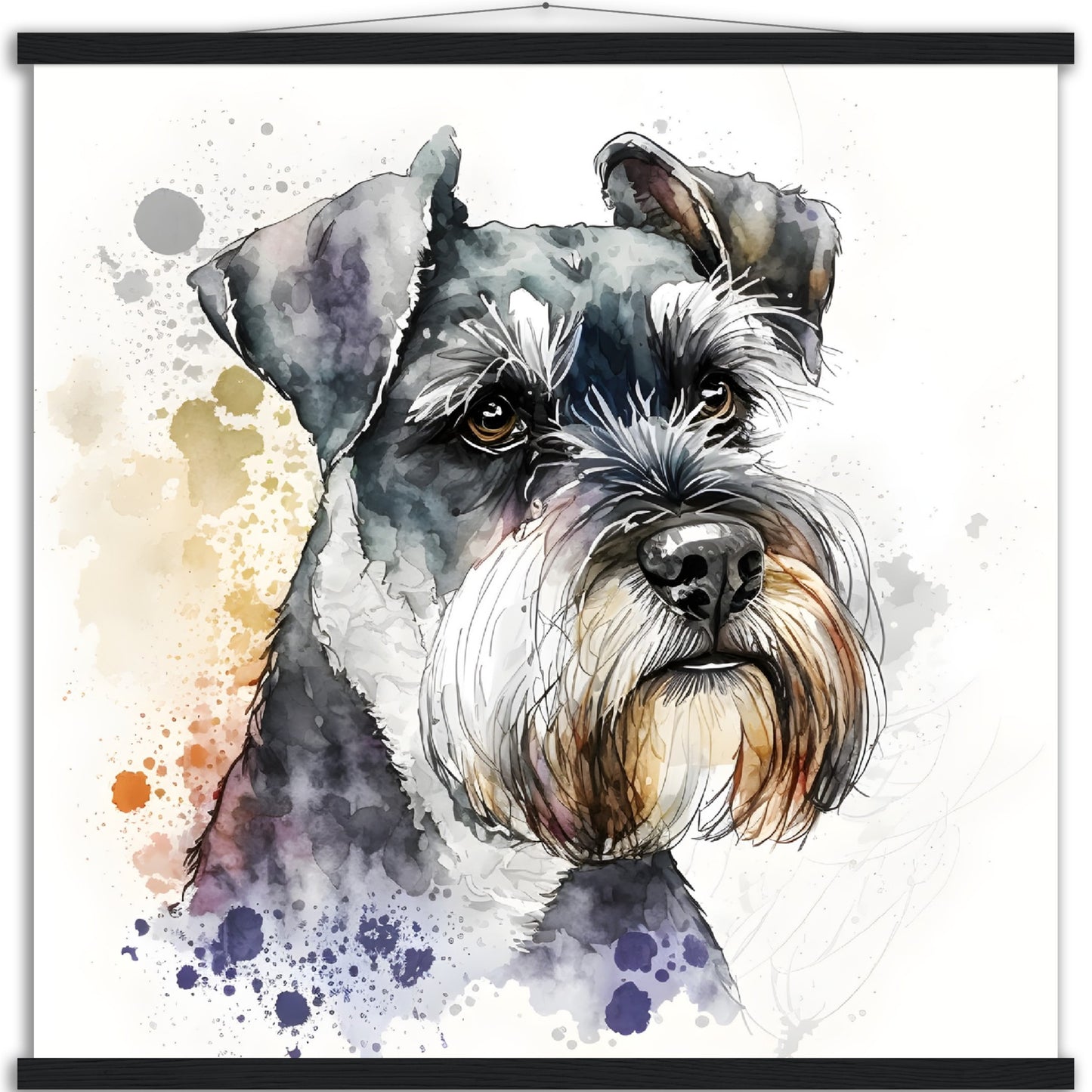 Miniature Schnauzer Dog Watercolor Premium Matte Paper Poster with Hanger