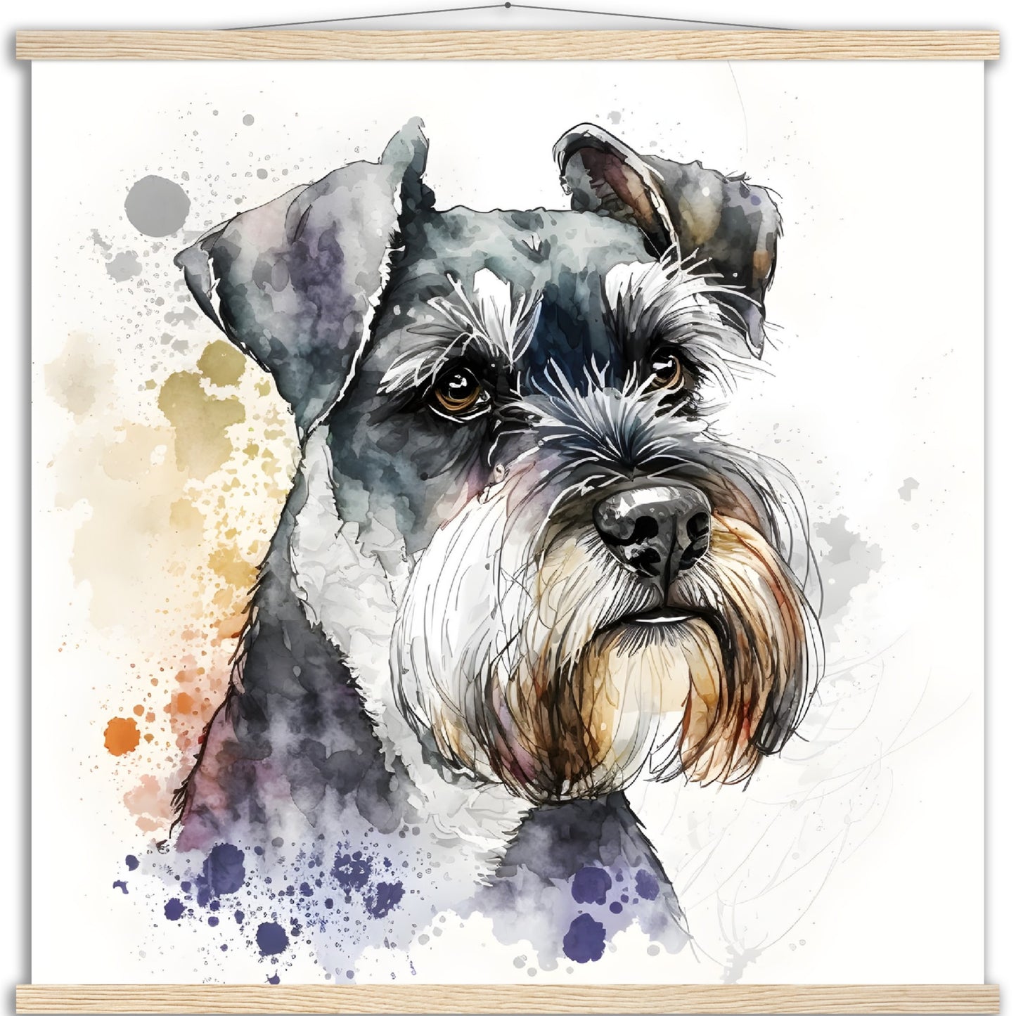 Miniature Schnauzer Dog Watercolor Premium Matte Paper Poster with Hanger