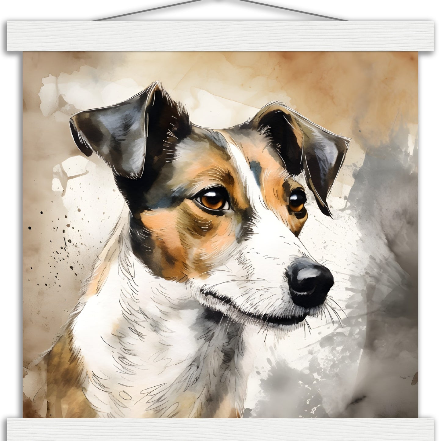Jack Russell Dog (b) Watercolor Premium Matte Paper Poster with Hanger