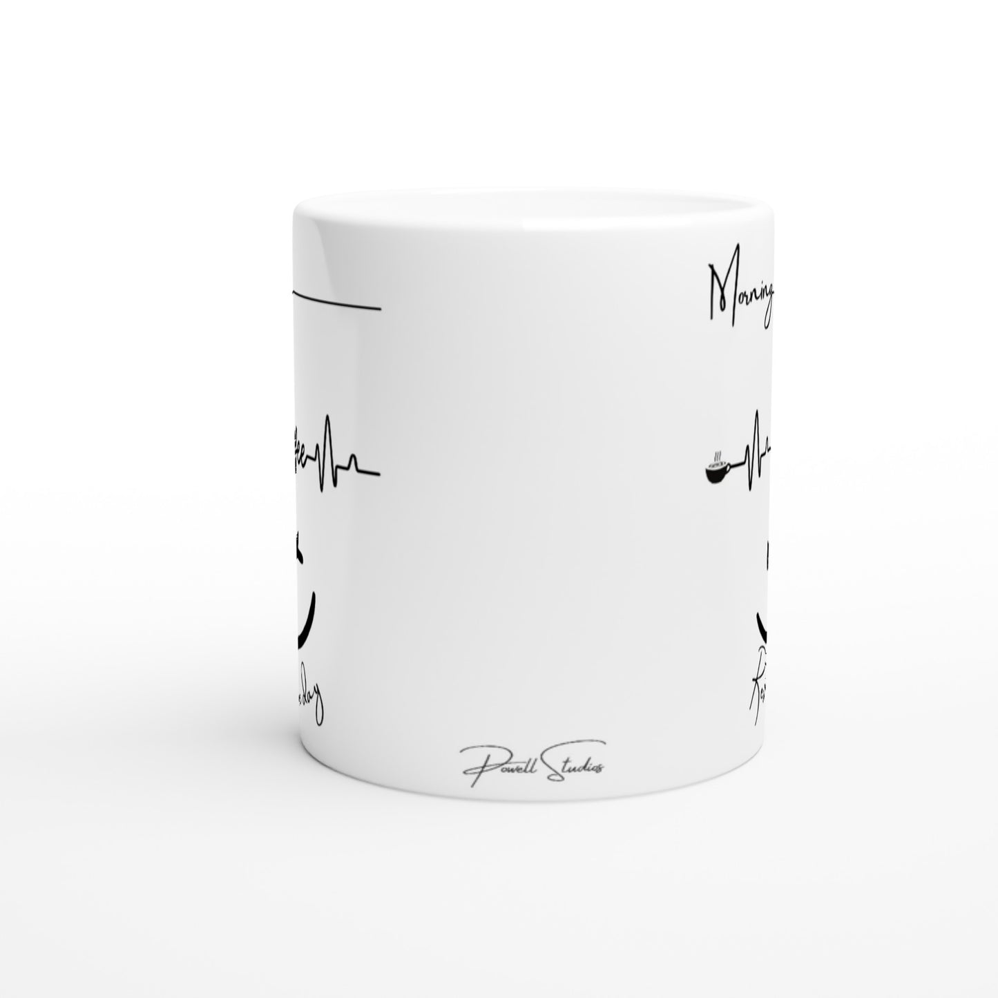 Morning, Cofee, Rest of the day : Fun Black & White 11oz Ceramic Mug