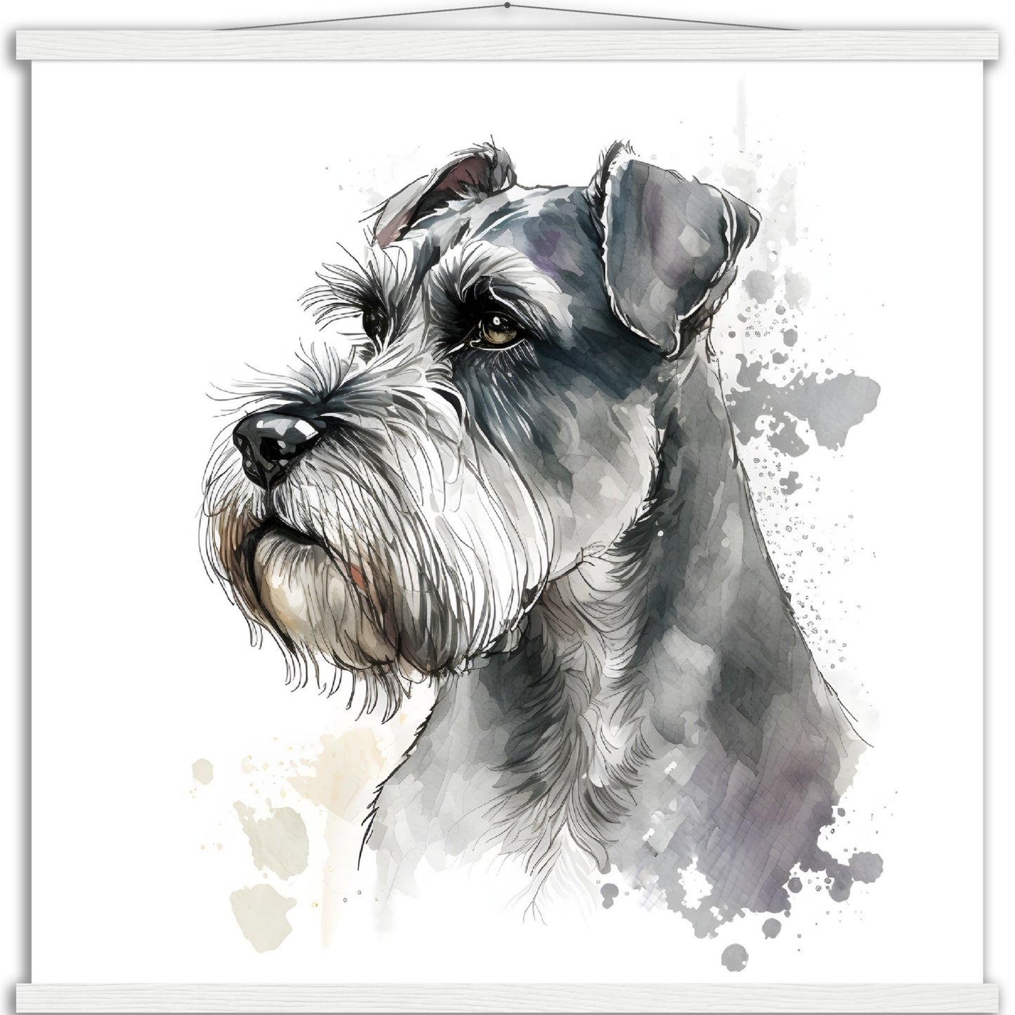 Miniature Schnauzer Dog Watercolor Premium Matte Paper Poster with Hanger