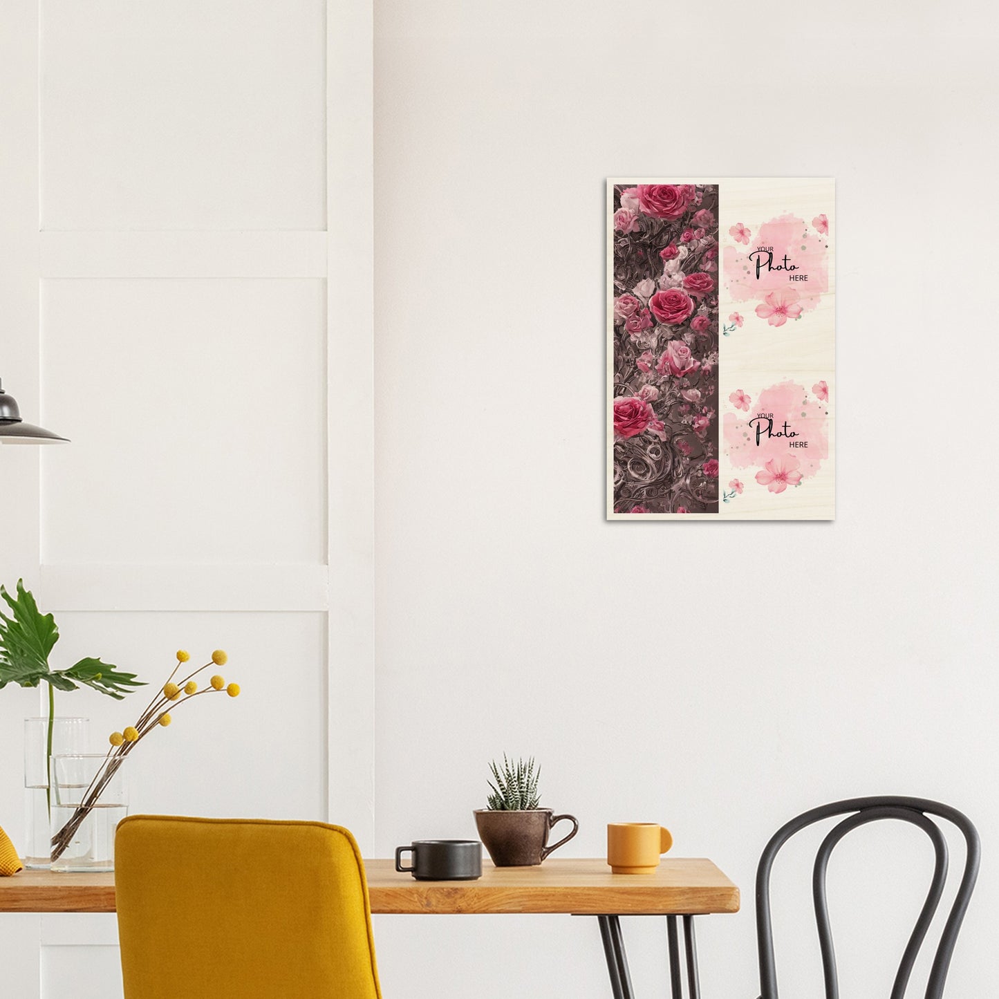 Wood Prints : Twin Photo Display (Personalised Mothers Day) Rose