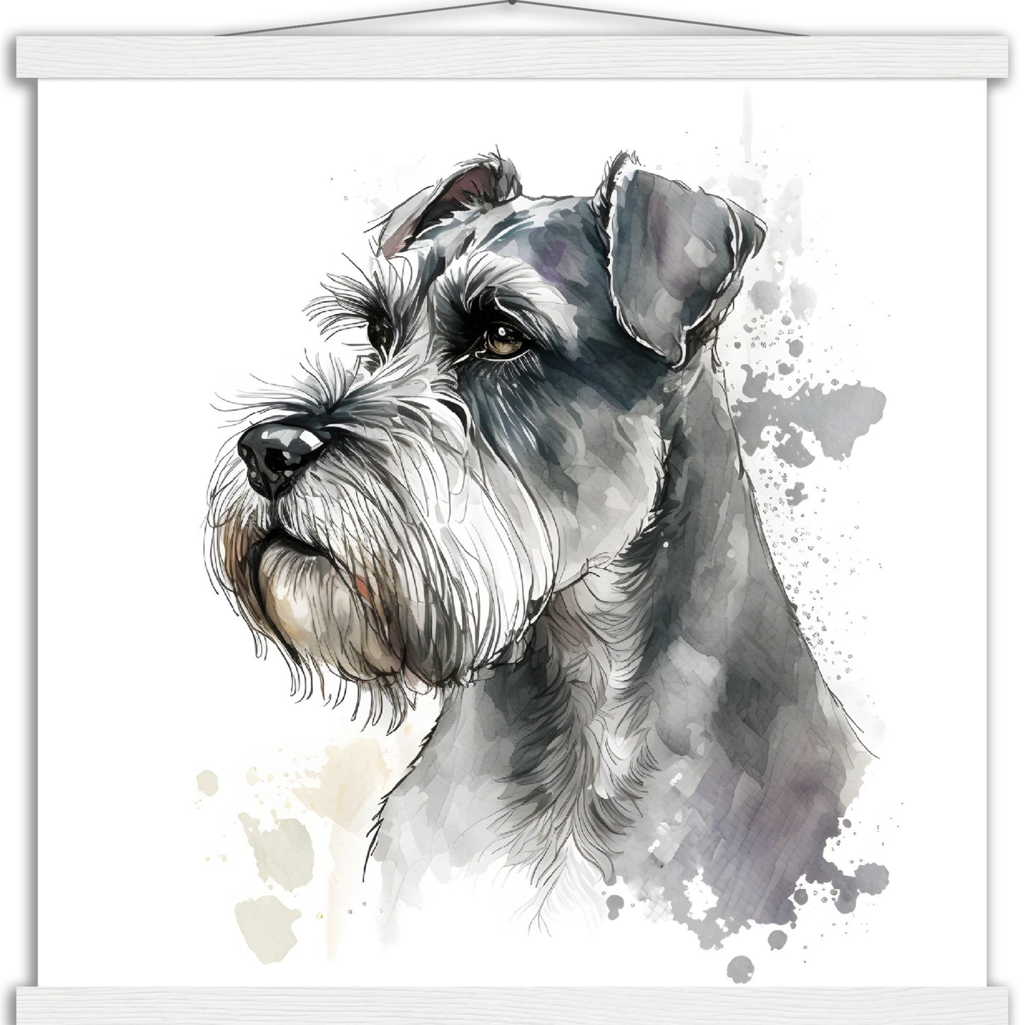 Miniature Schnauzer Dog Watercolor Premium Matte Paper Poster with Hanger