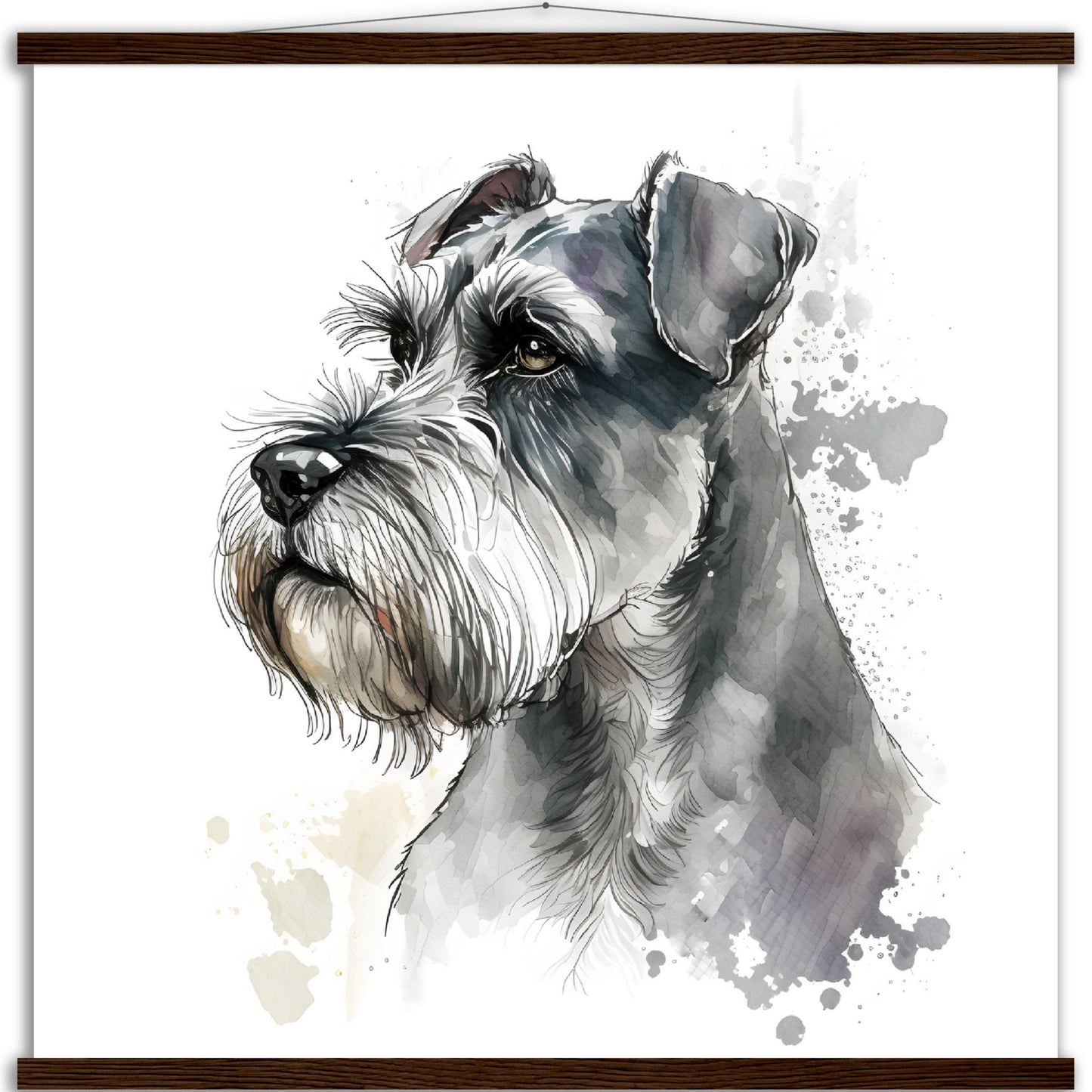 Miniature Schnauzer Dog Watercolor Premium Matte Paper Poster with Hanger
