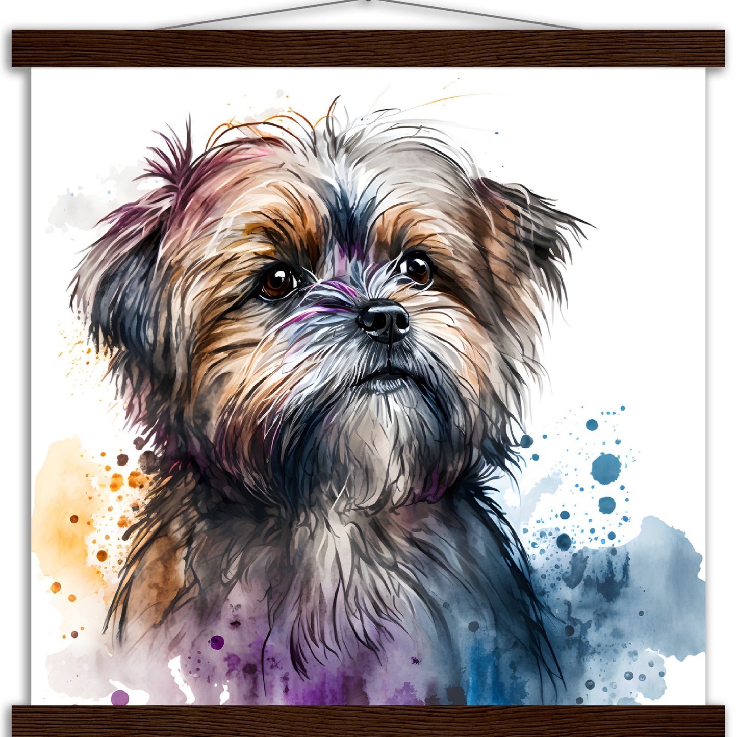 Shorkie (d) Watercolor Premium Matte Paper Poster with Hanger