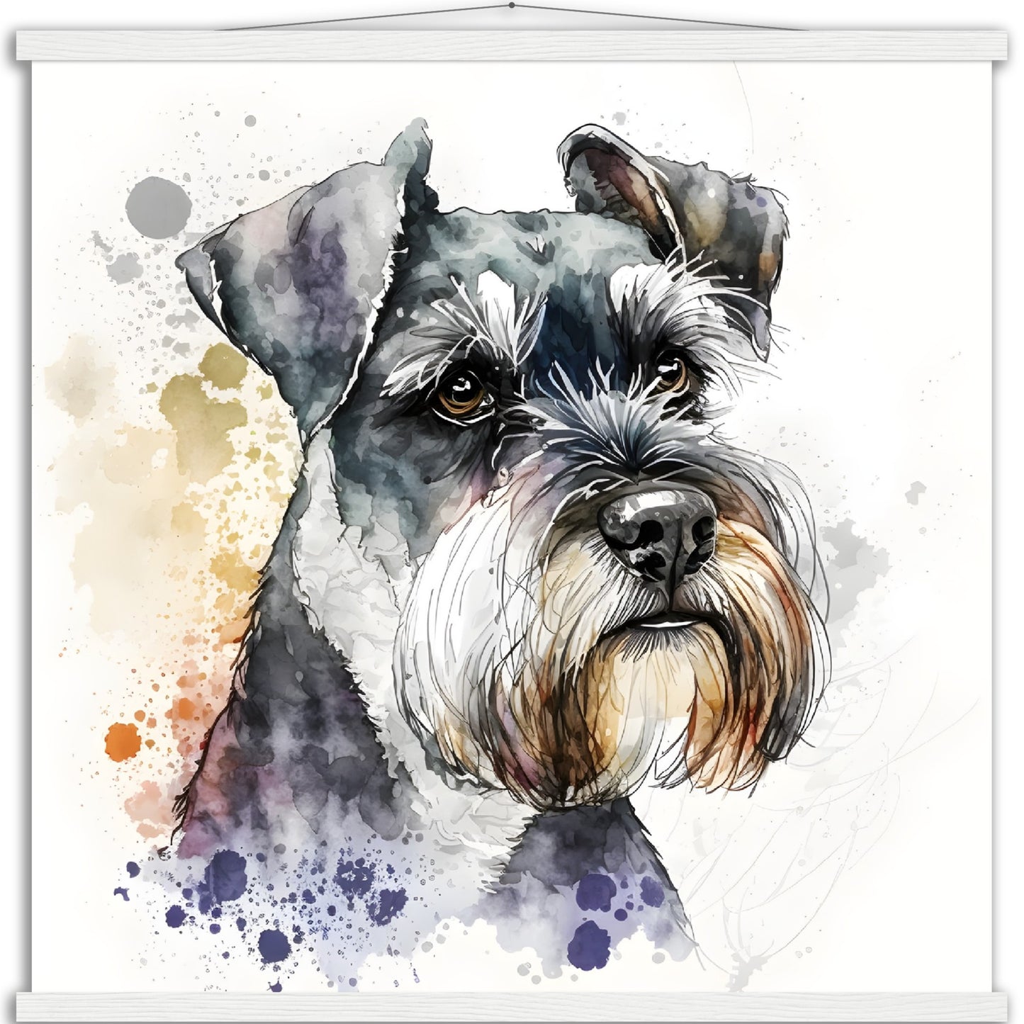 Miniature Schnauzer Dog Watercolor Premium Matte Paper Poster with Hanger