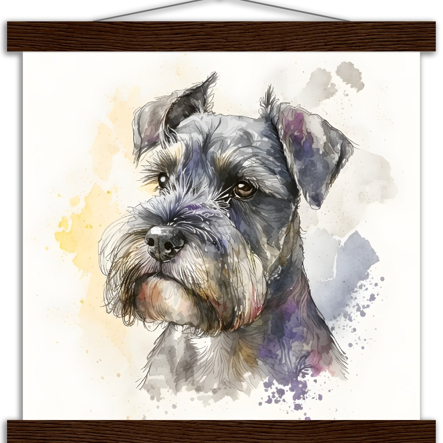Miniature Schnauzer Dog Watercolor Premium Matte Paper Poster with Hanger