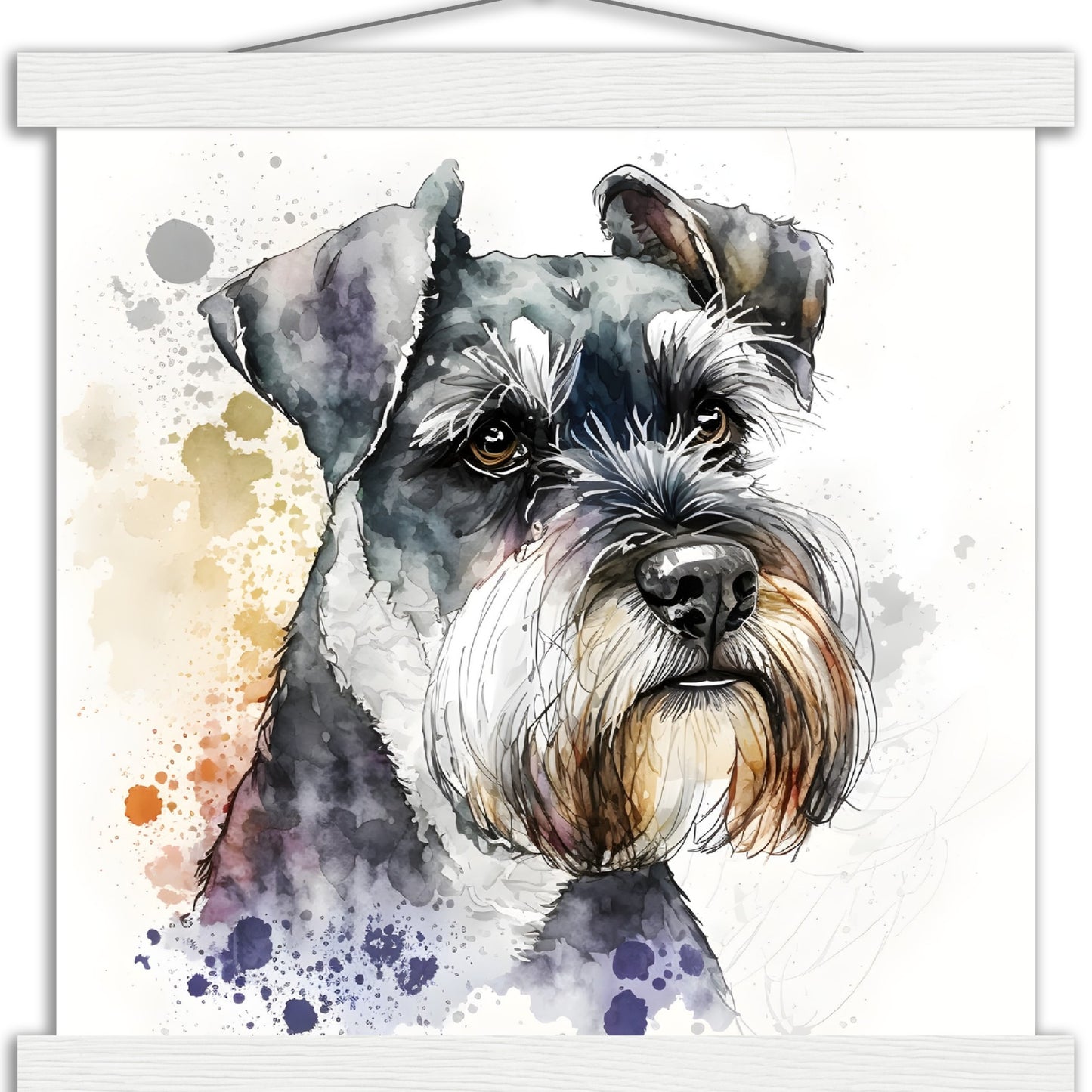 Miniature Schnauzer Dog Watercolor Premium Matte Paper Poster with Hanger