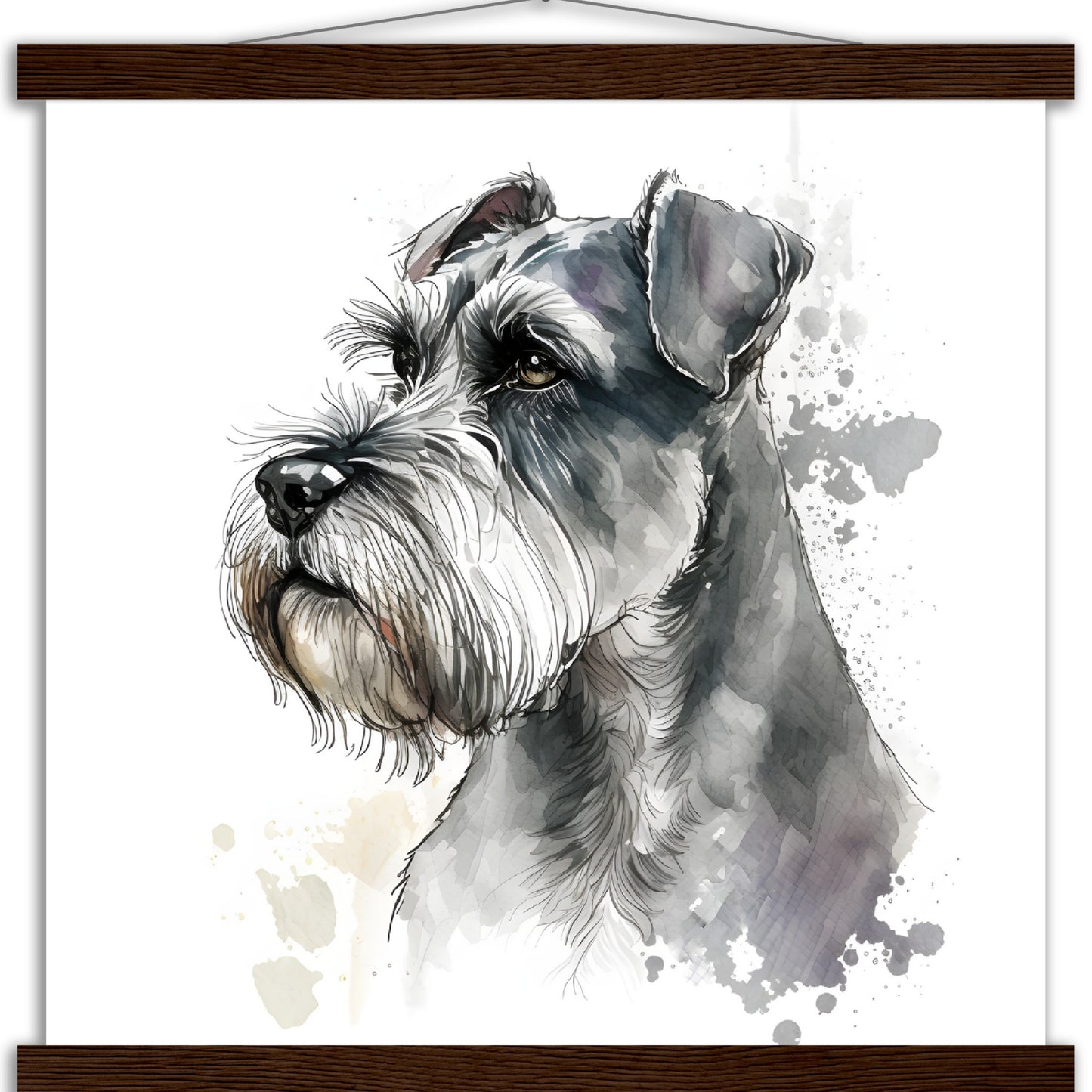 Miniature Schnauzer Dog Watercolor Premium Matte Paper Poster with Hanger