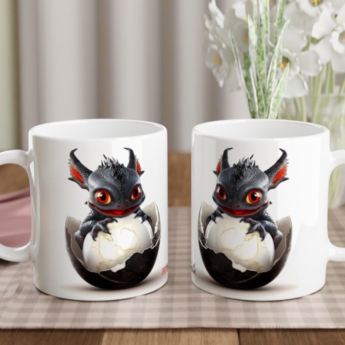 Baby Dragon Black Red - Dragon Tooth : White 11oz Ceramic Mug