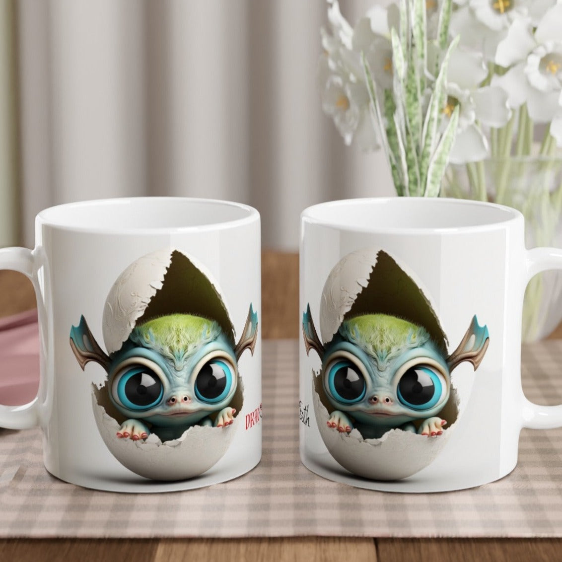 Baby Dragon Green - Dragon Tooth : White 11oz Ceramic Mug