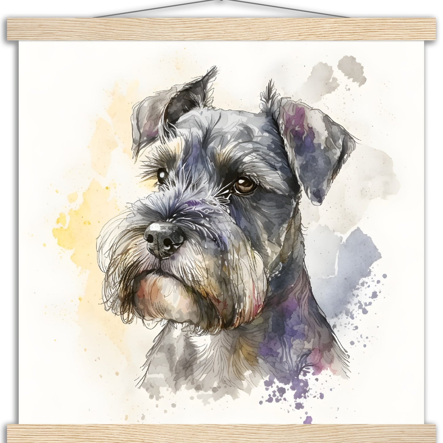 Miniature Schnauzer Dog Watercolor Premium Matte Paper Poster with Hanger