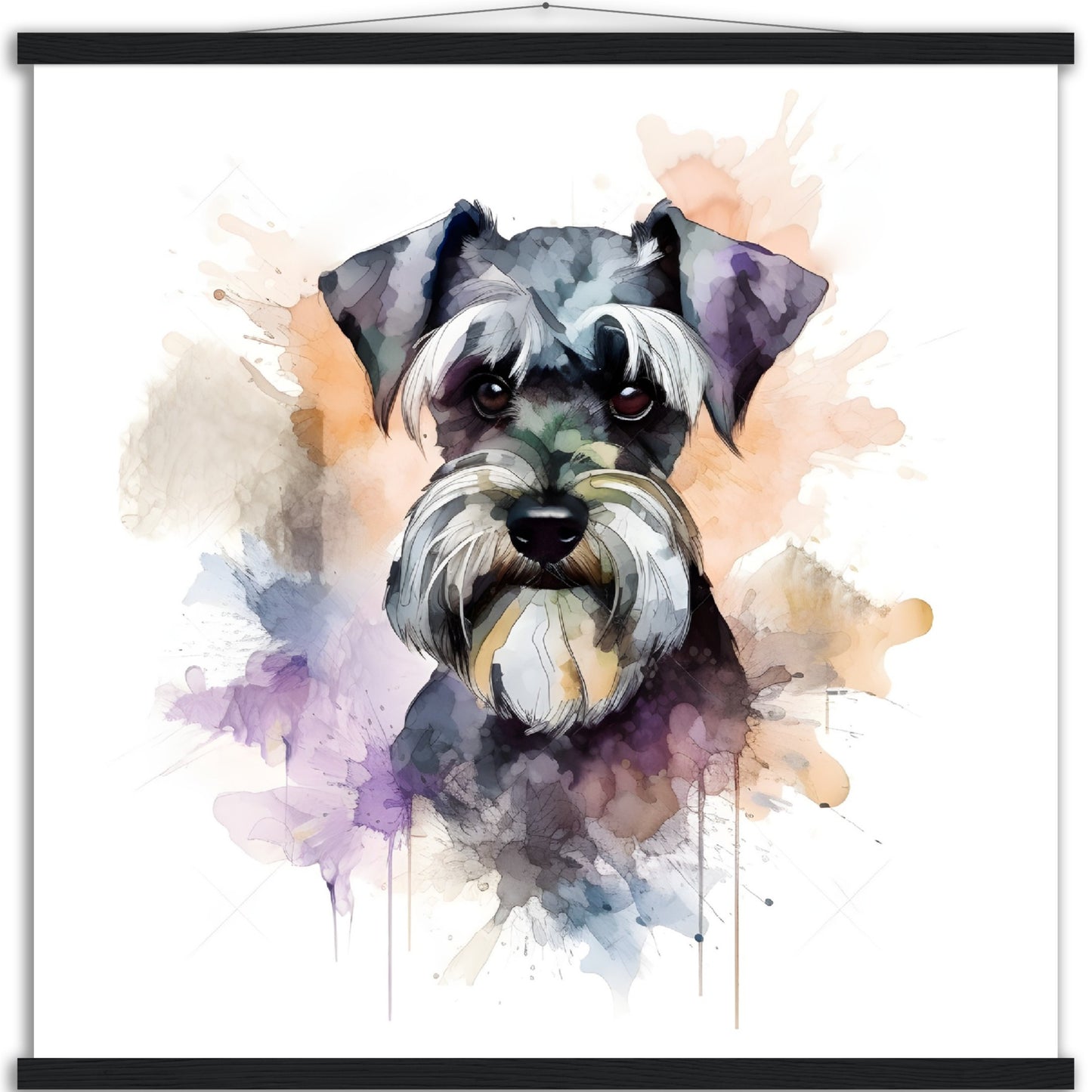 Miniature Schnauzer Dog Watercolor Premium Matte Paper Poster with Hanger