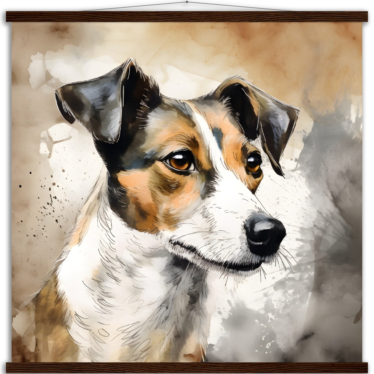Jack Russell Dog (b) Watercolor Premium Matte Paper Poster with Hanger